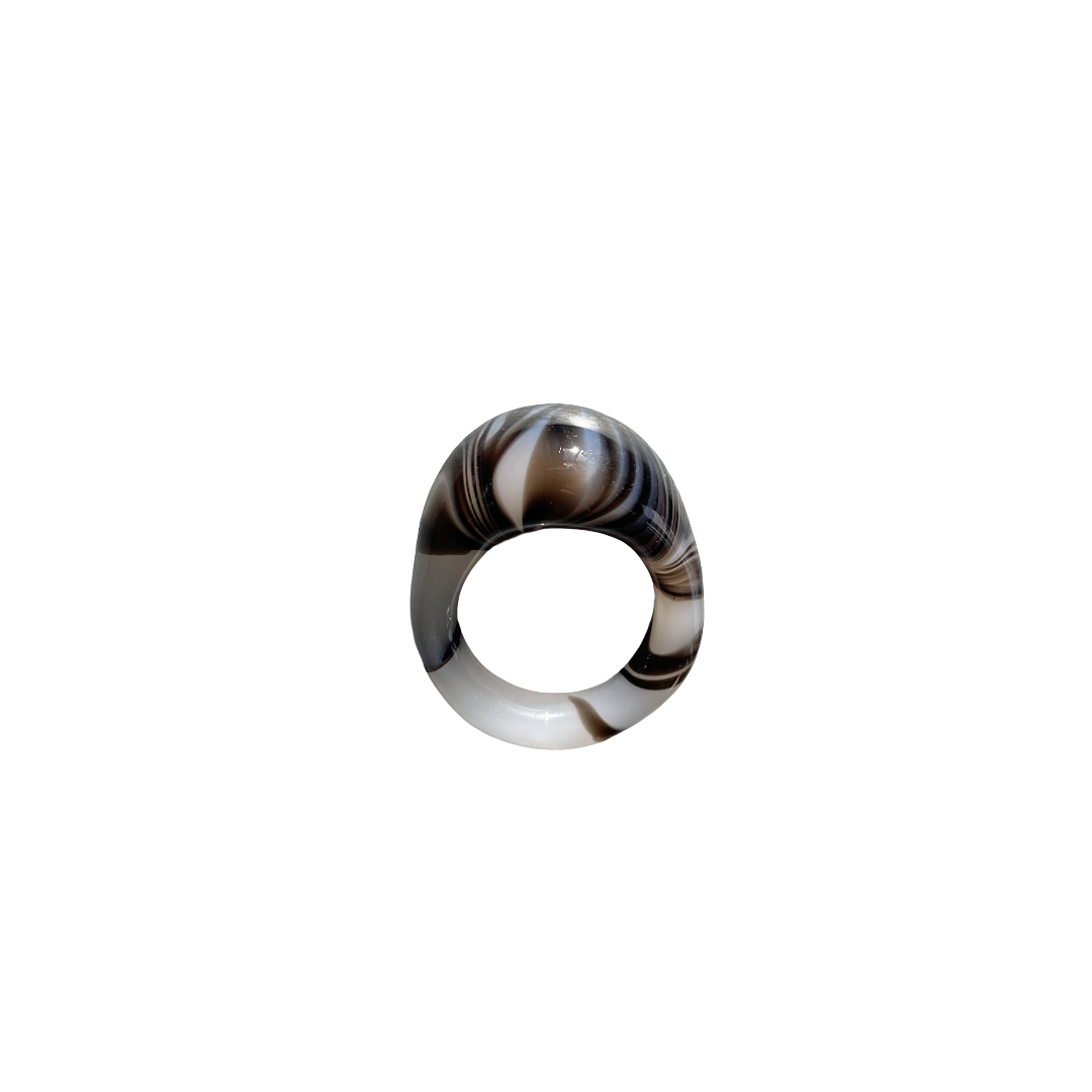 Black and White Marble Ring