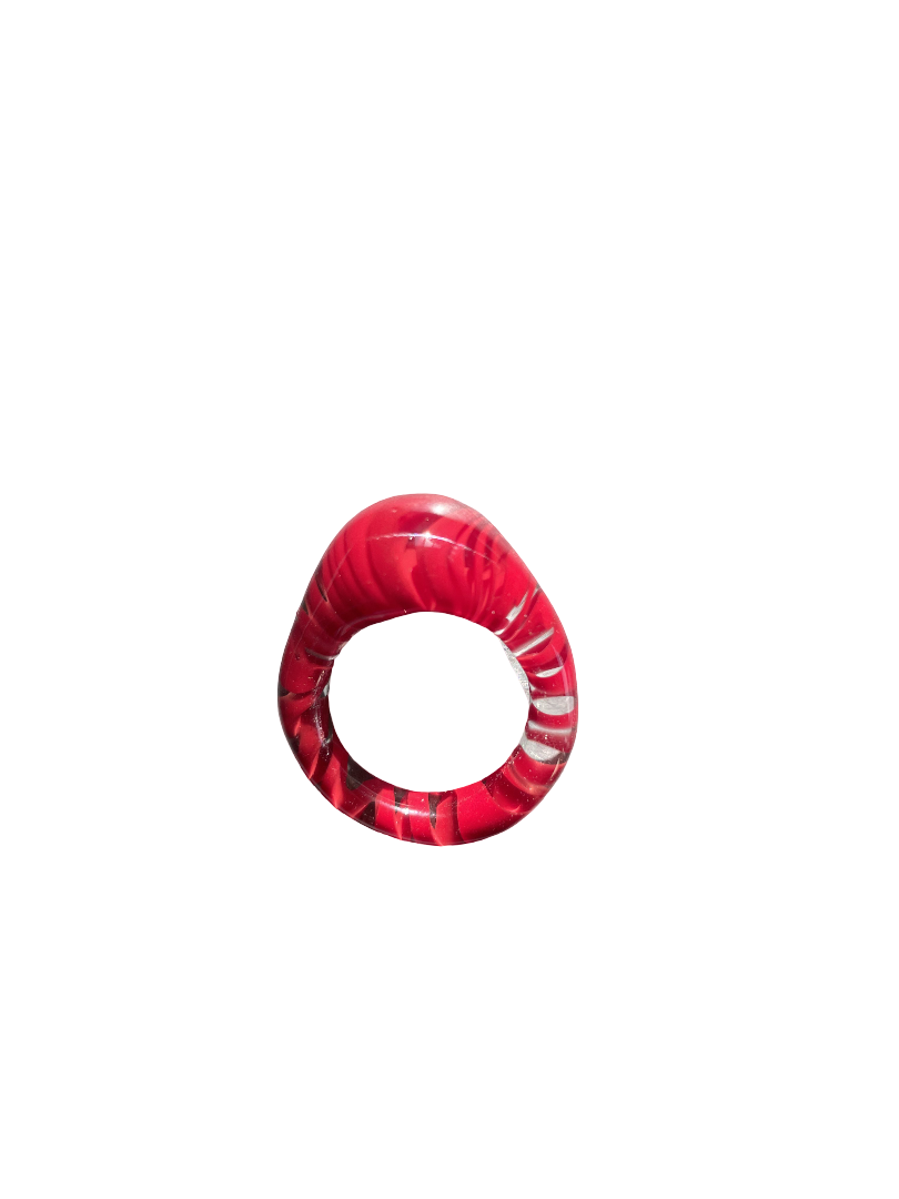 Red and Clear Marble Ring