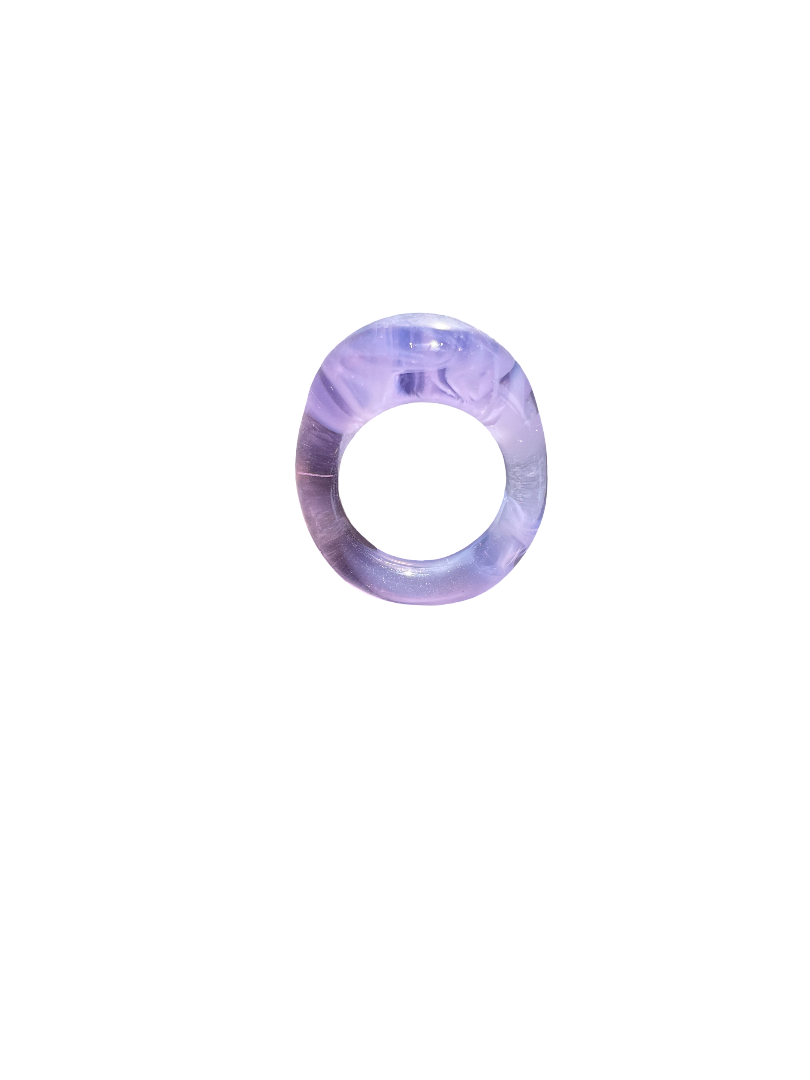 Purple and White Marble Ring