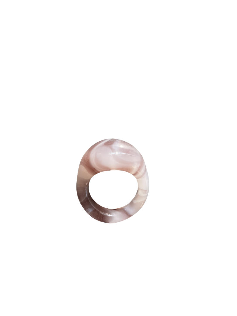 Plum and White Marble Ring