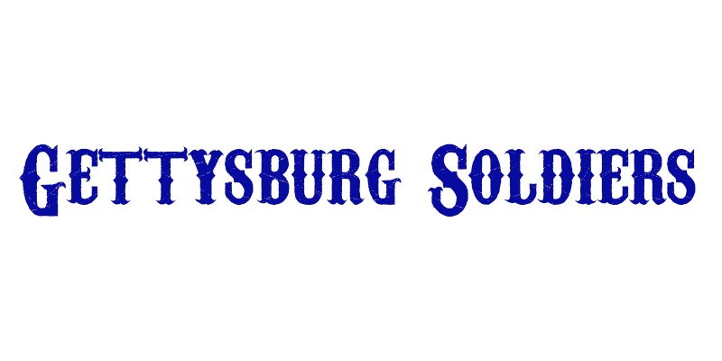 Text reading 'Gettysburg Soldiers' on a black background with decorative font.