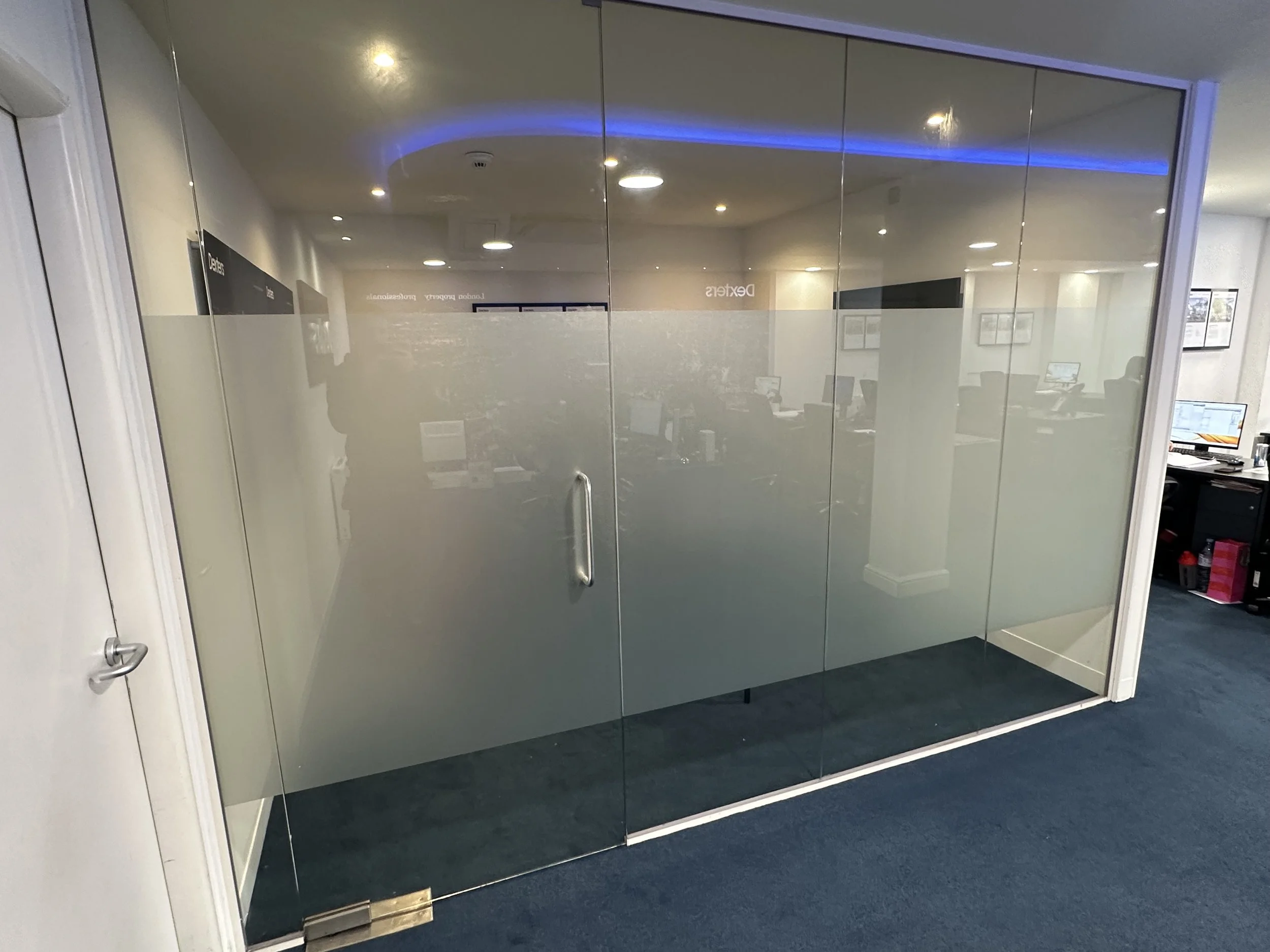 office glass with frosted window film