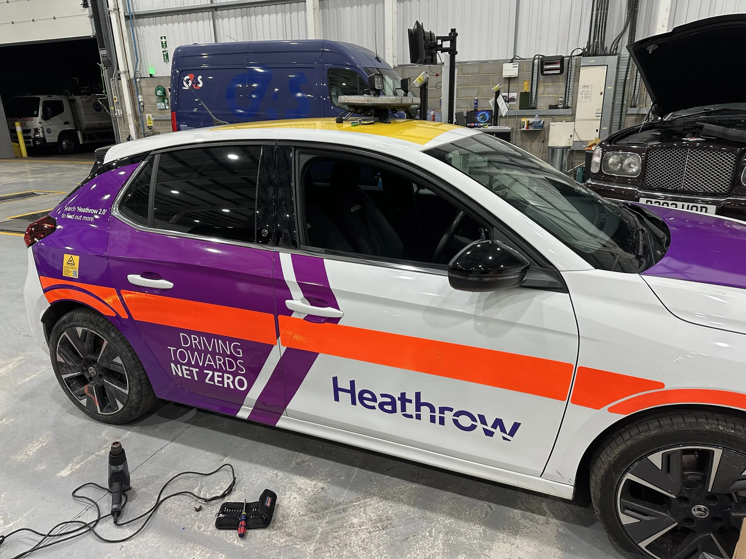 driver side wrap repair for AGS automania garage services for Heathrow airport.