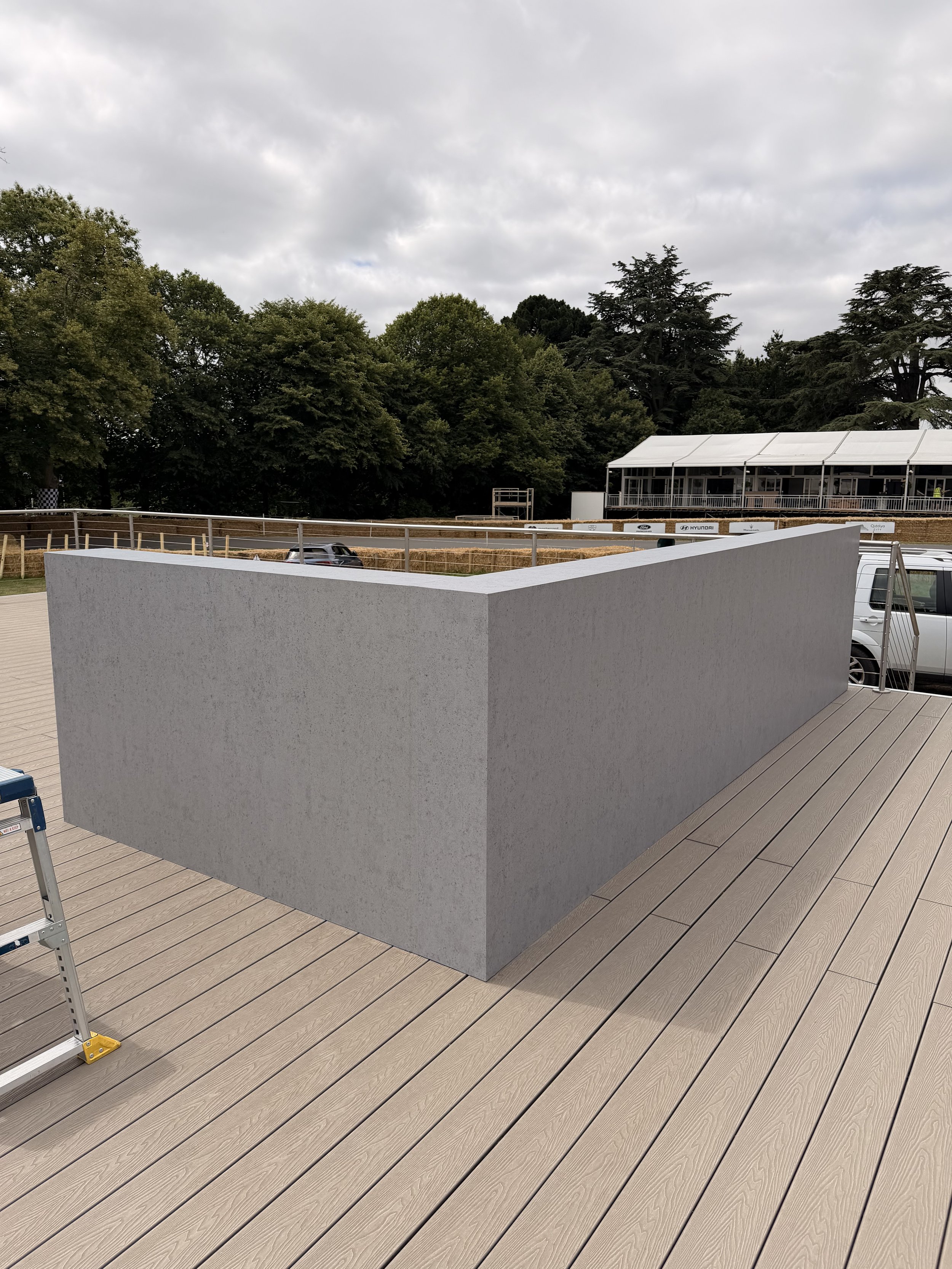 large bar wrapped in architectural vinyl.