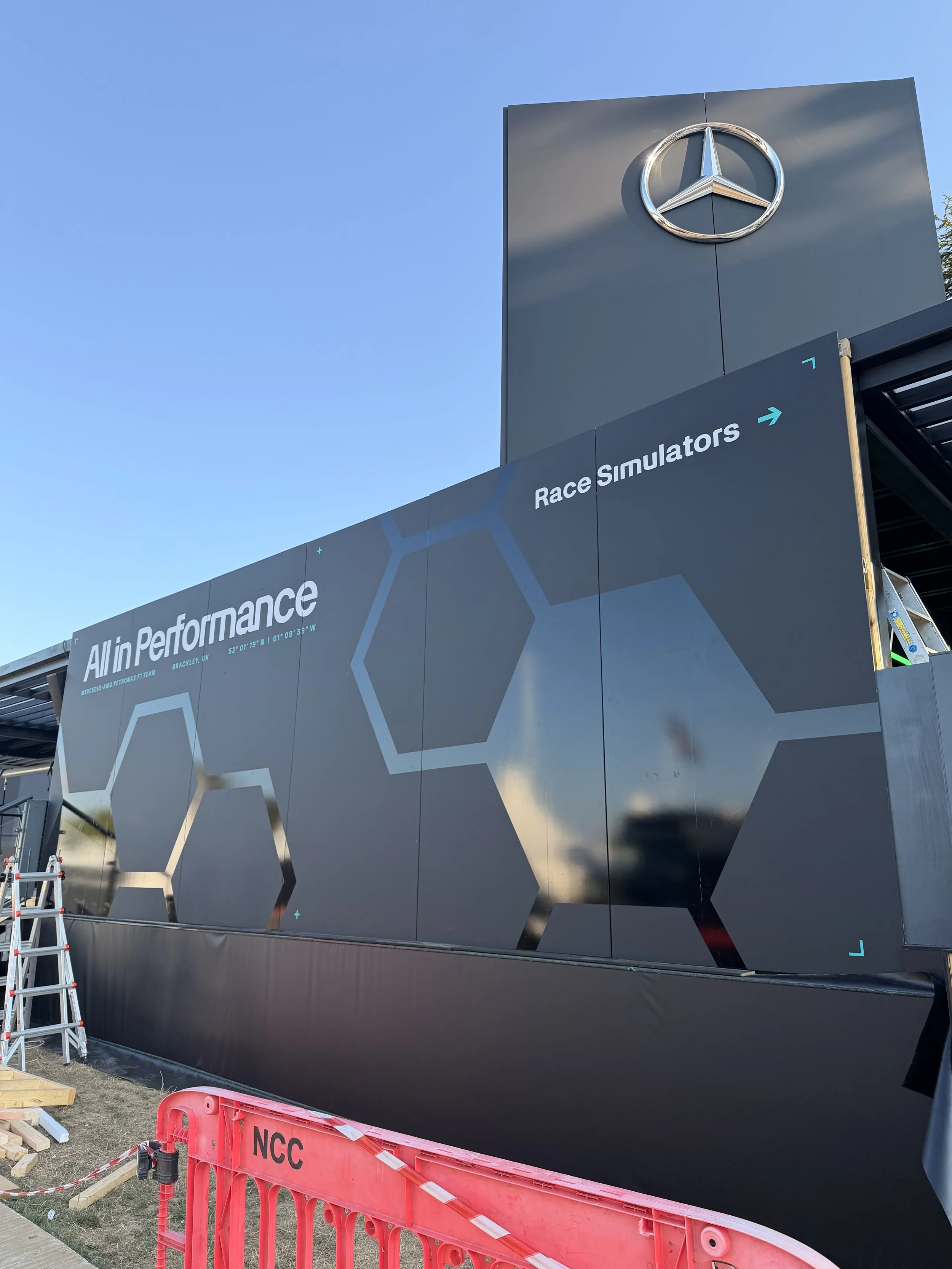 wall graphics for Mercedes amg petronas formula 1 team at Goodwood festival of speed.