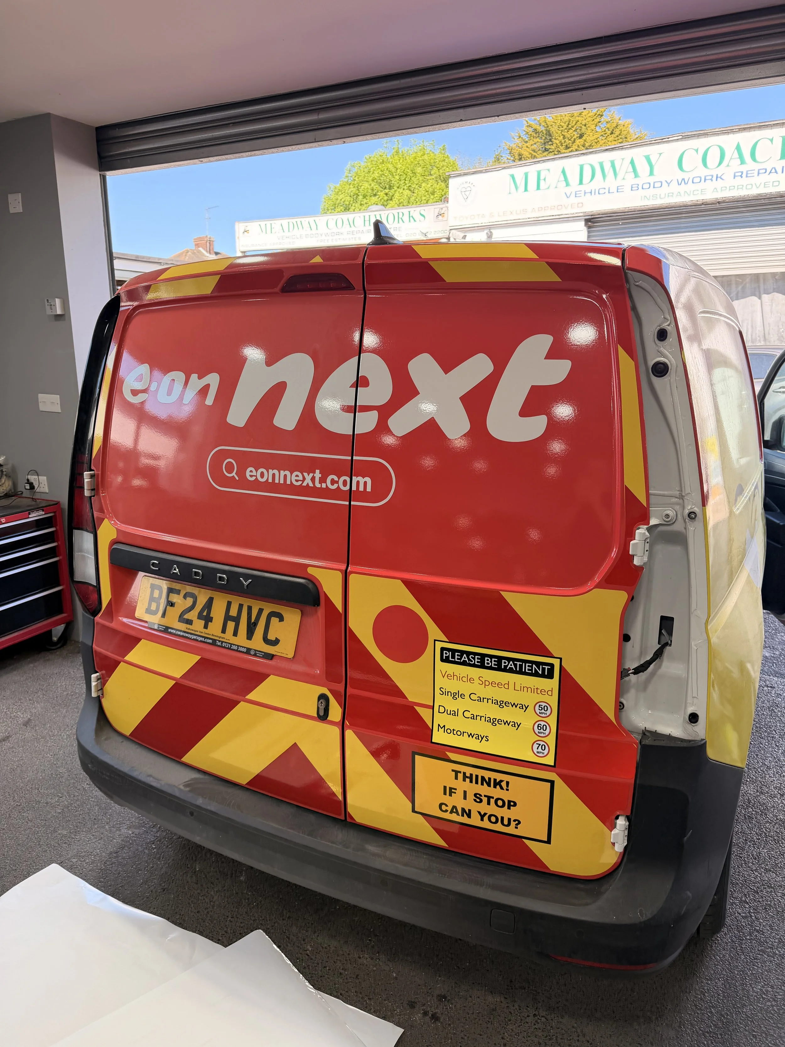 rear door wrap and chevron repair.