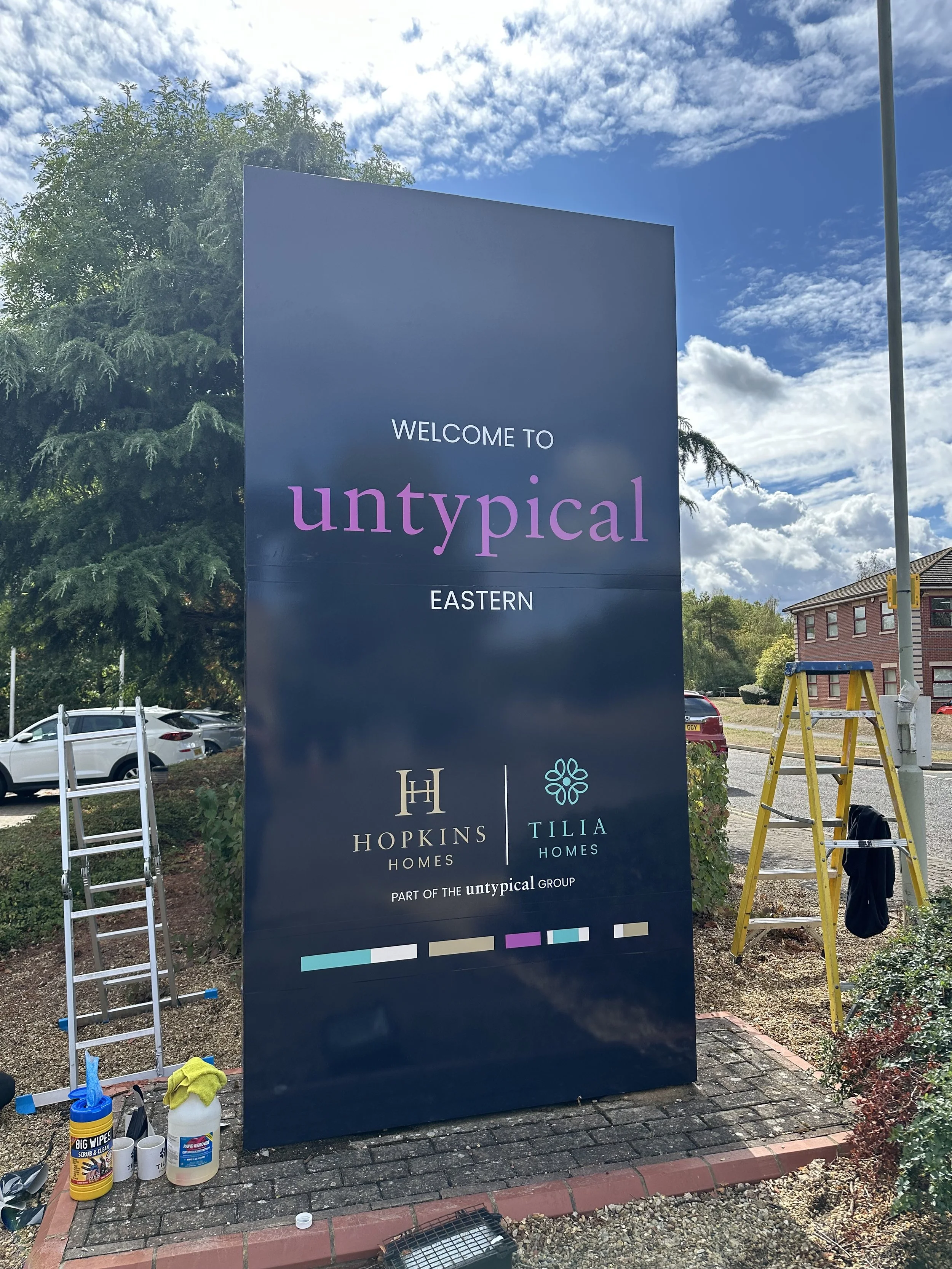 large outdoor totem sign for tilia homes.