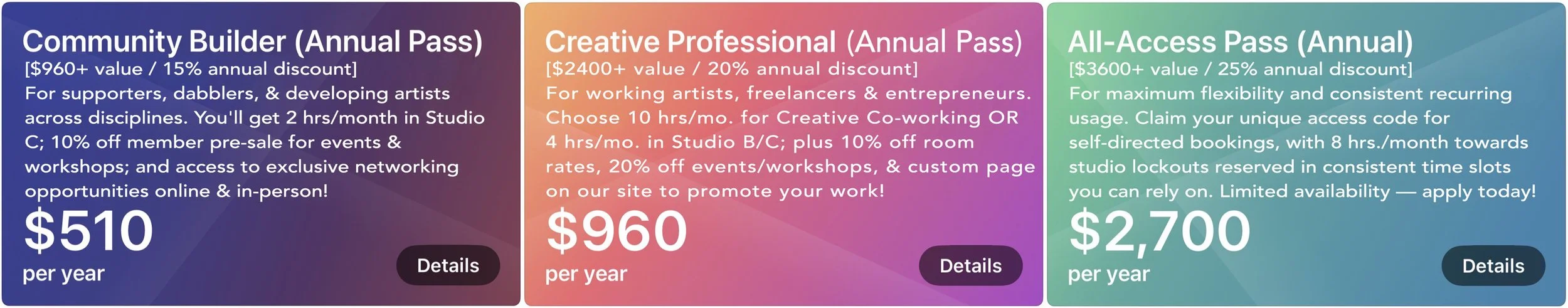 Annual memberships at the square