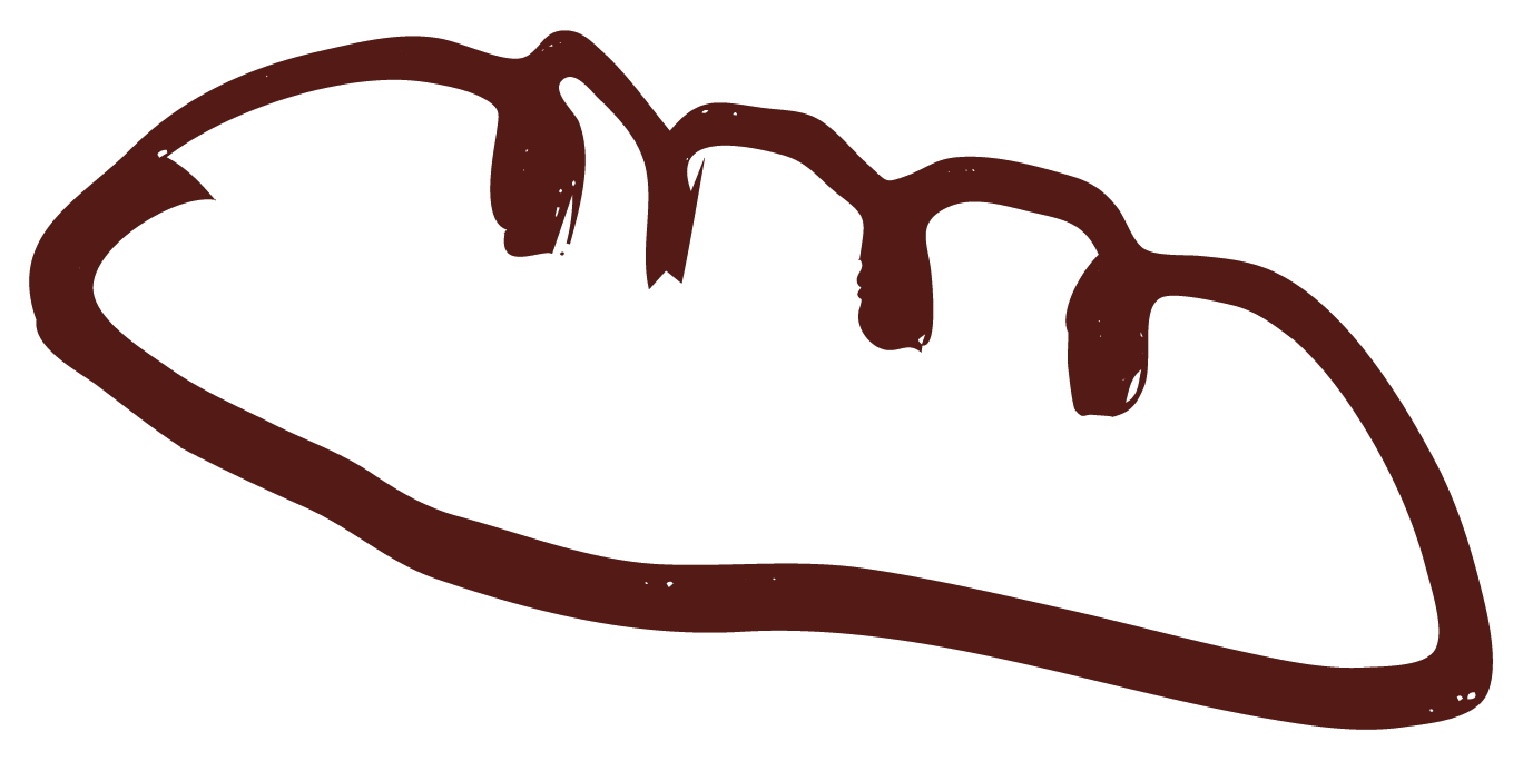 Disegno semplice di una pagnotta.