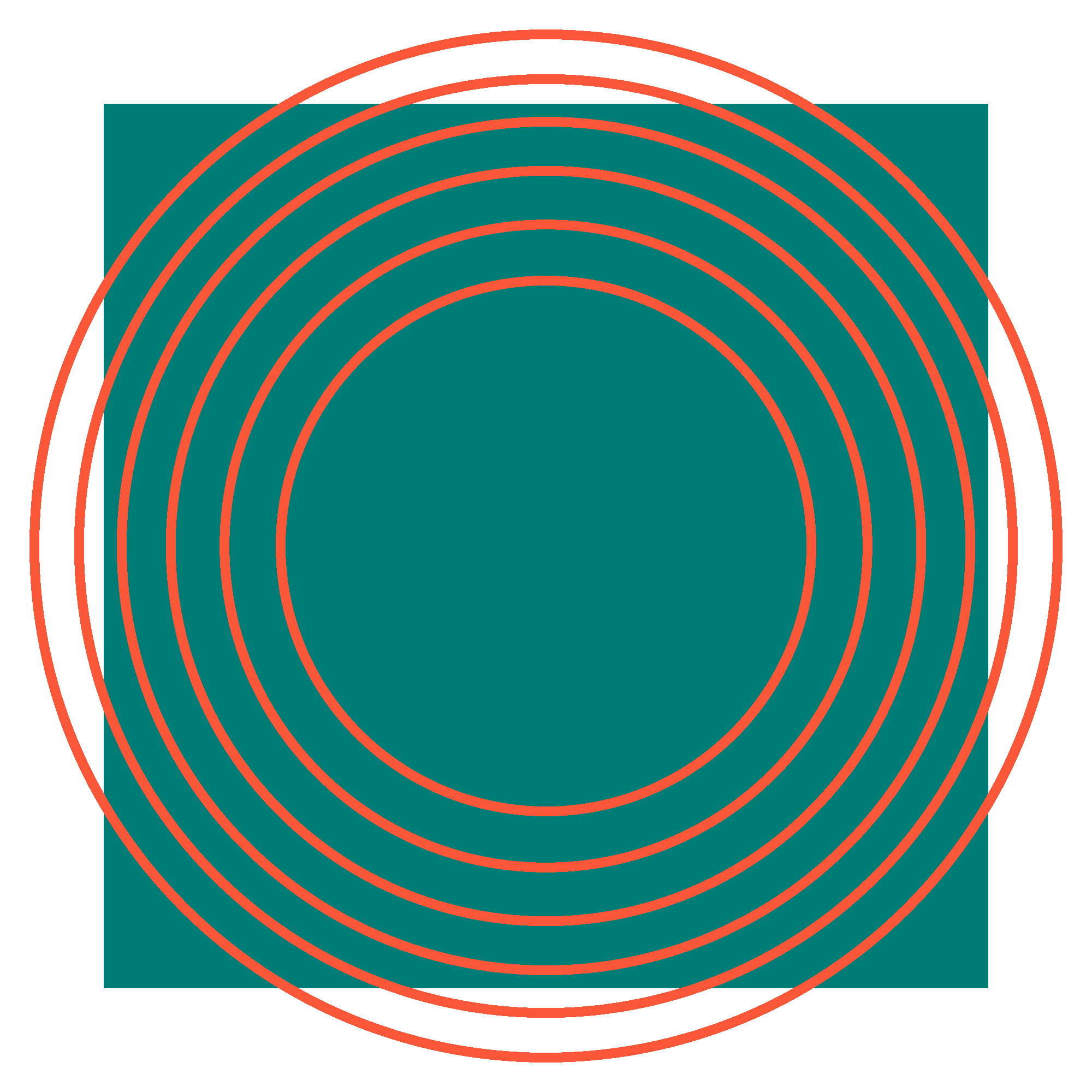 This Square Peg iconography, a teal square with concentric red circles overlaid on a black background.