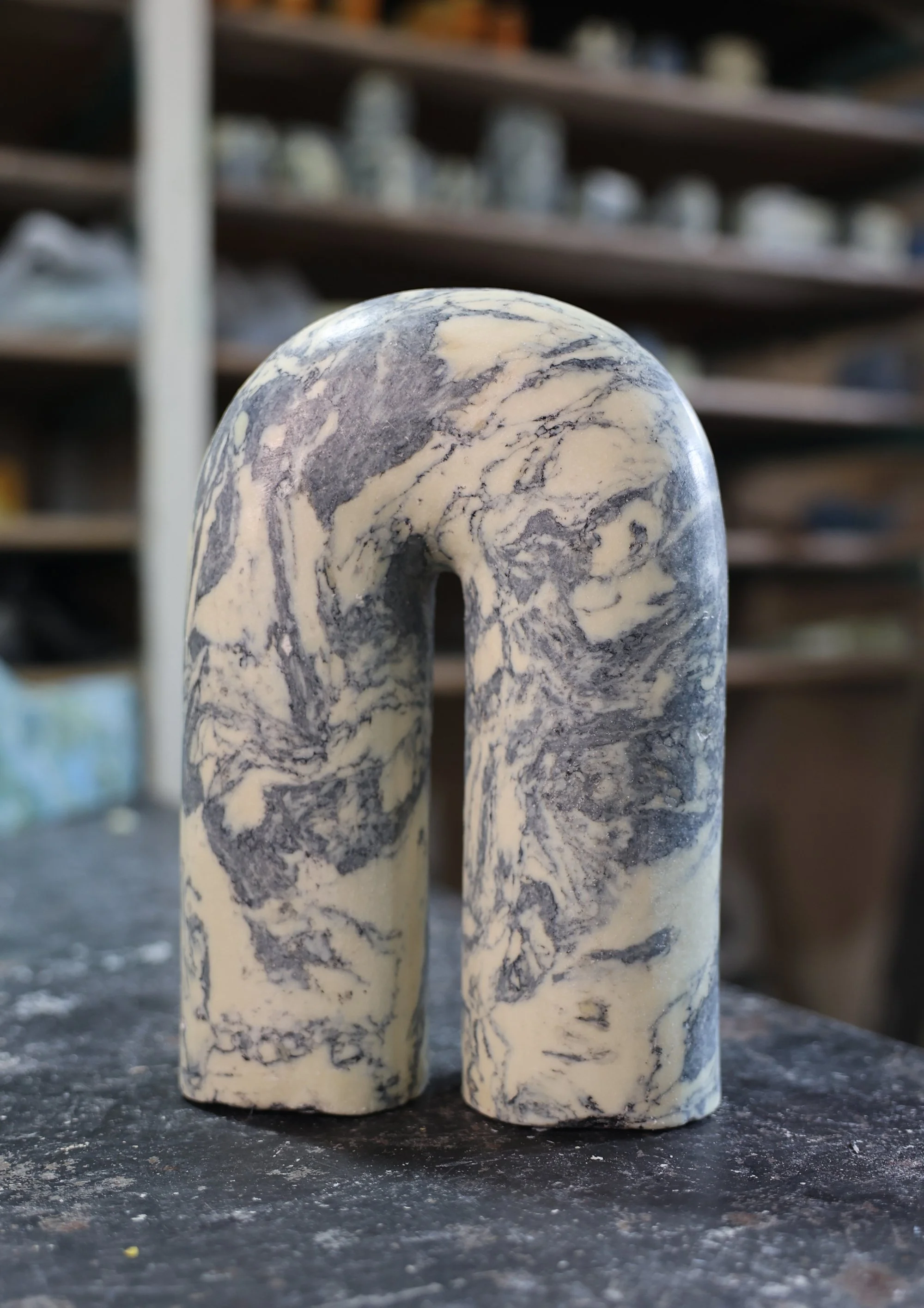 KIA UTZON-FRANK - Designer (42, Danish) and goldsmith founder of KUFstudios and MICHEL MANSOUR - Artisan (90, Lebanon). Sculpture of Aleppo soap