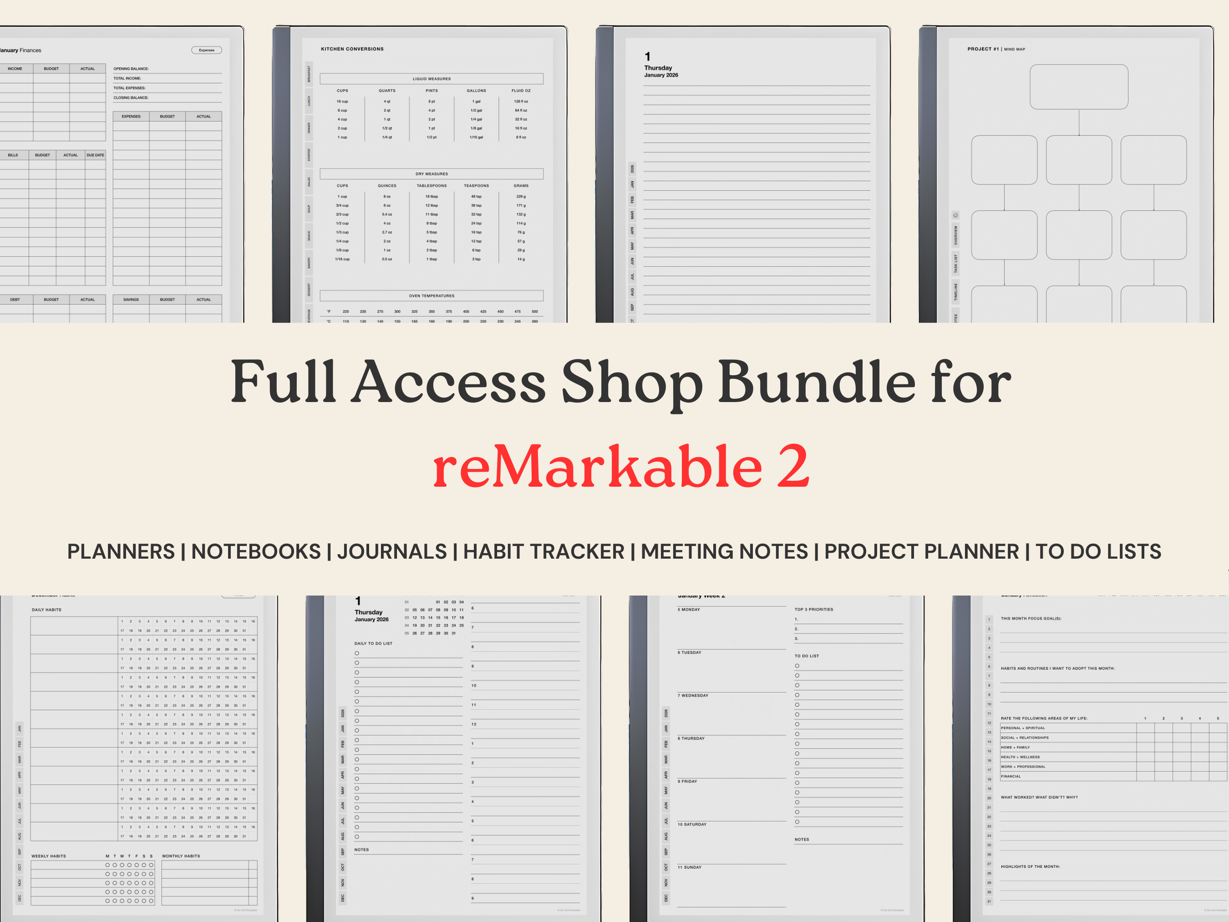 Planner Bundle Template for reMarkable 2