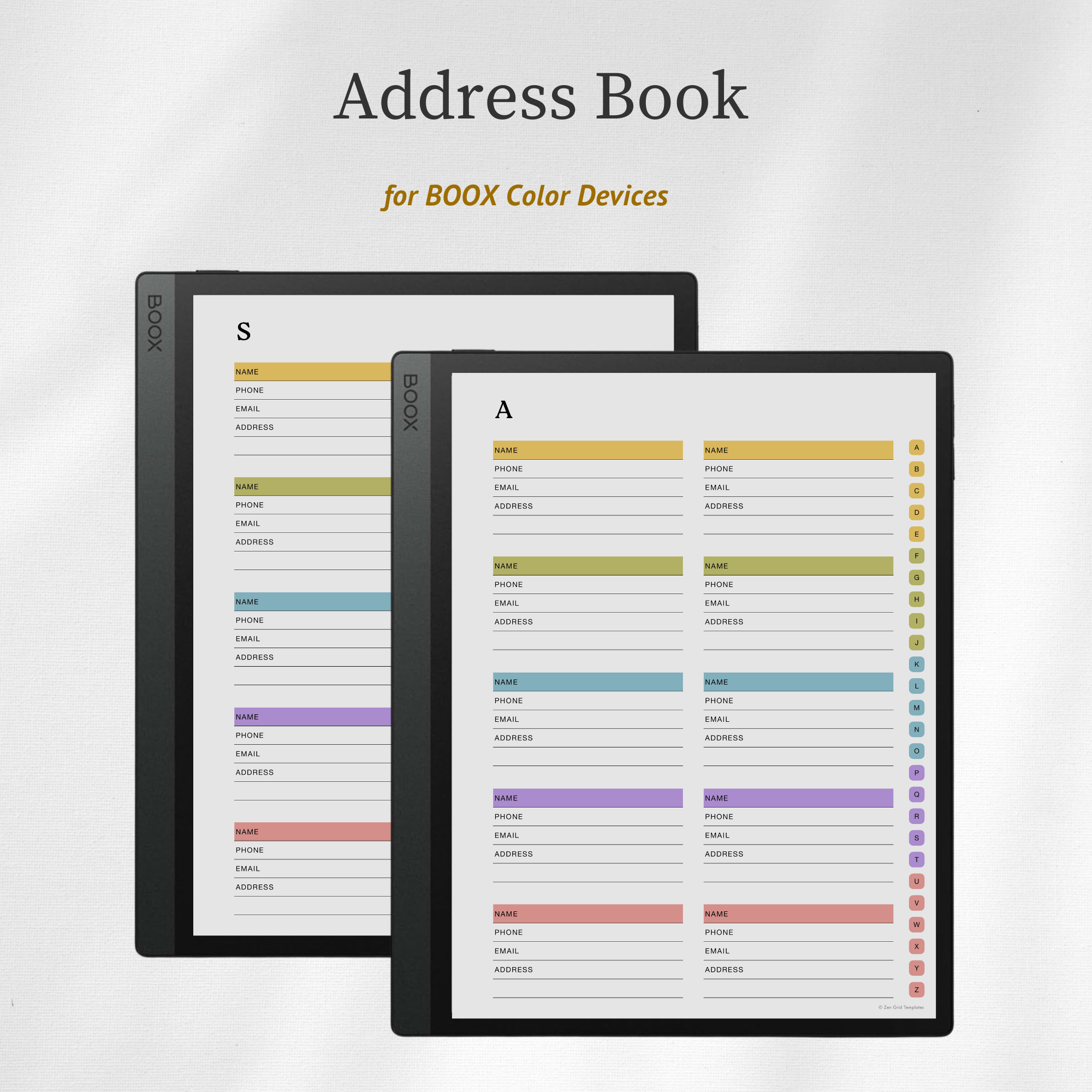 Address Book Template for BOOX