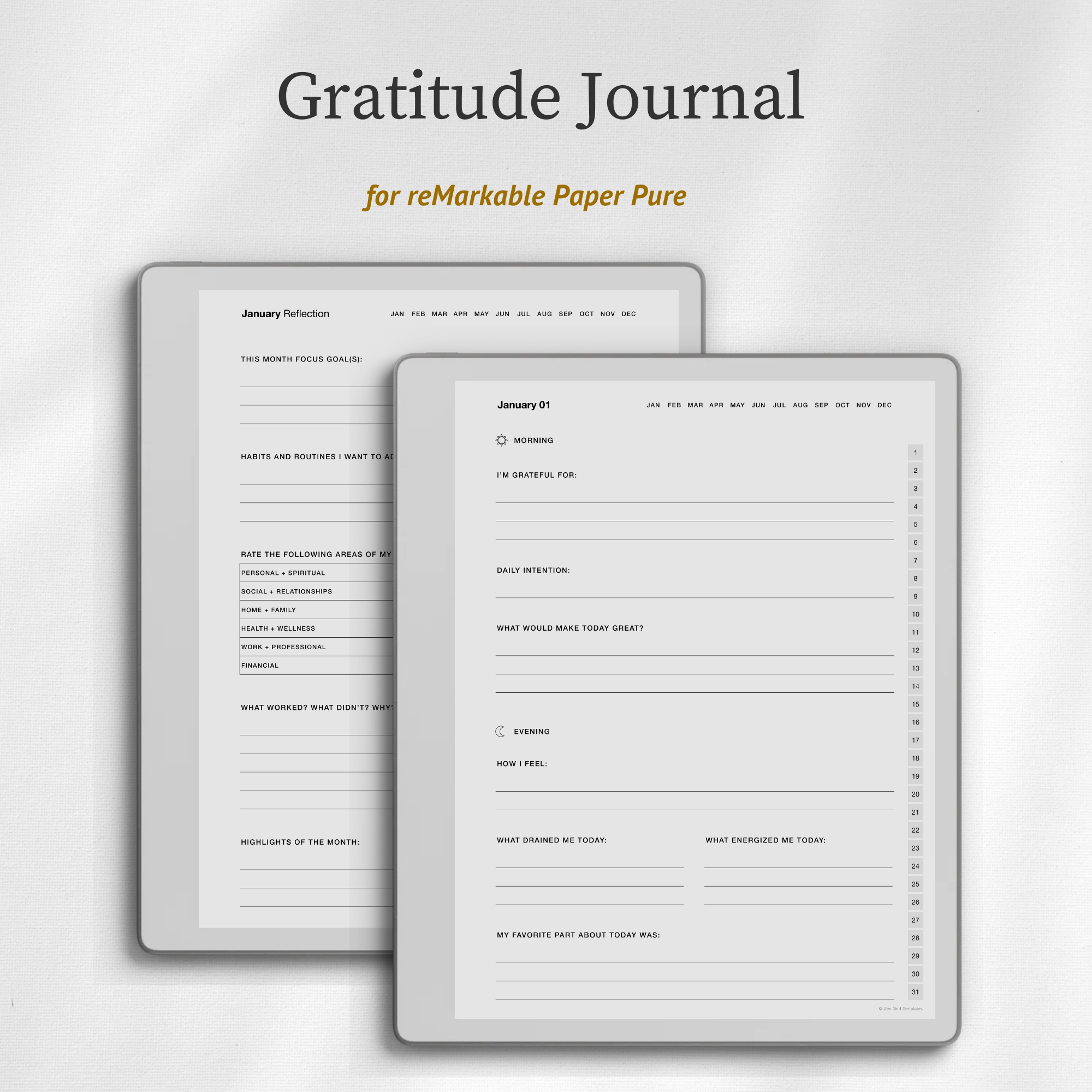 Gratitude Journal for reMarkable Pure