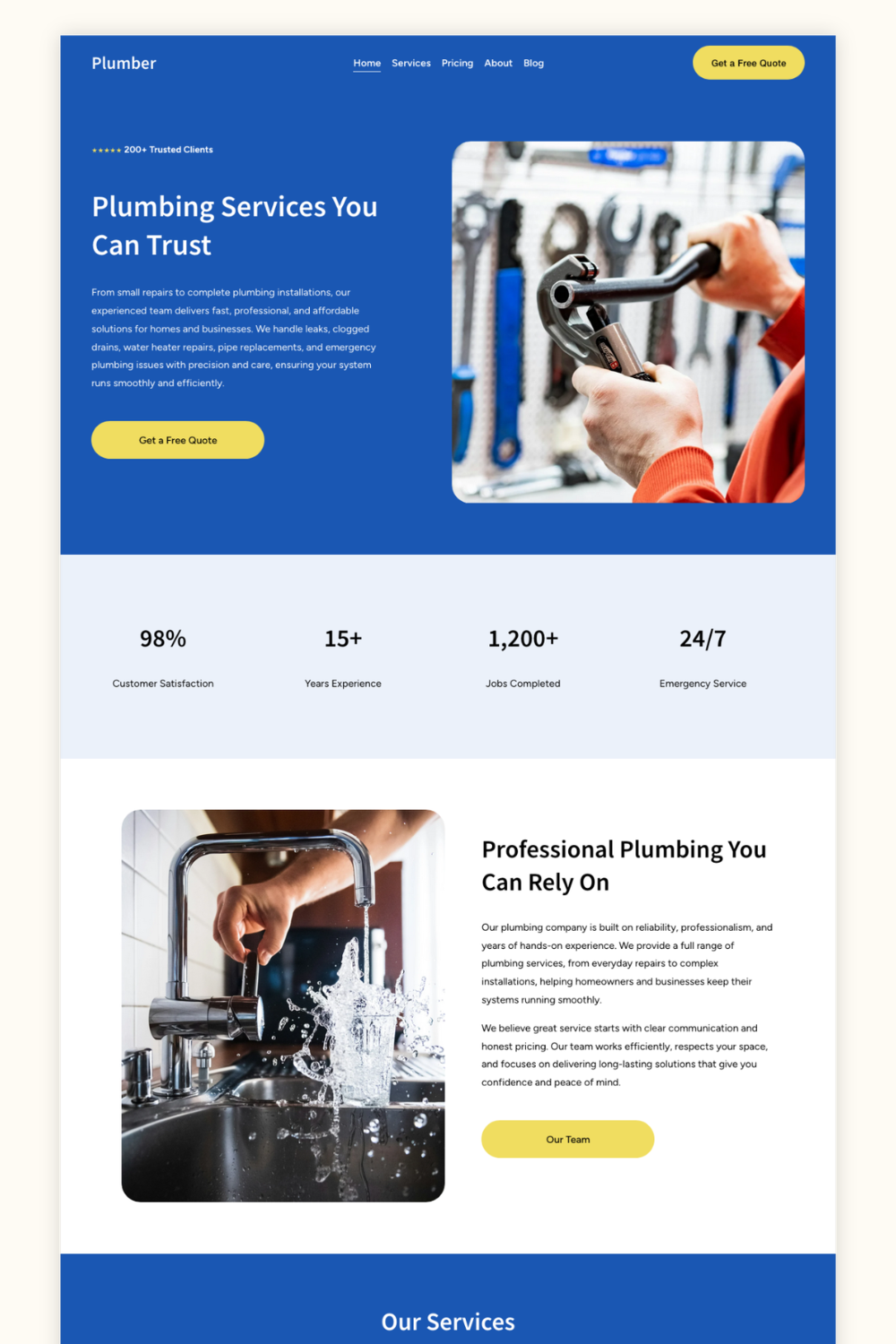 Plumber Squarespace Template