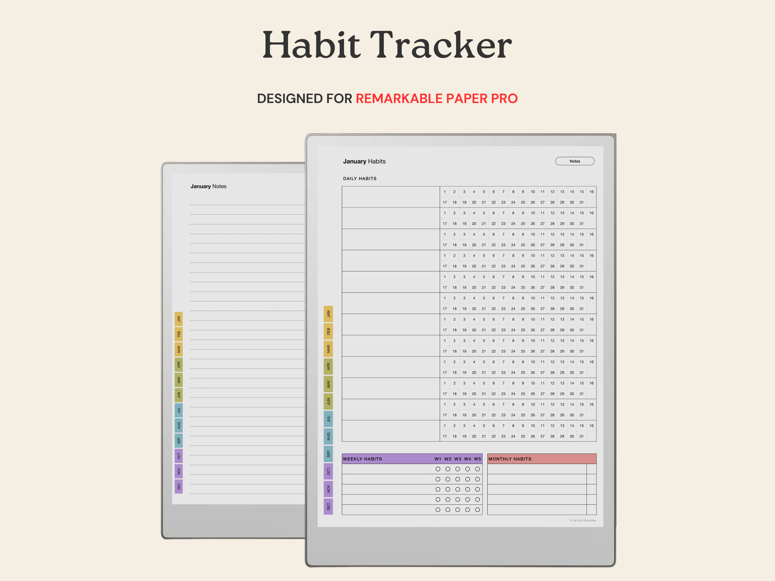 Habit Tracker for reMarkable Paper Pro