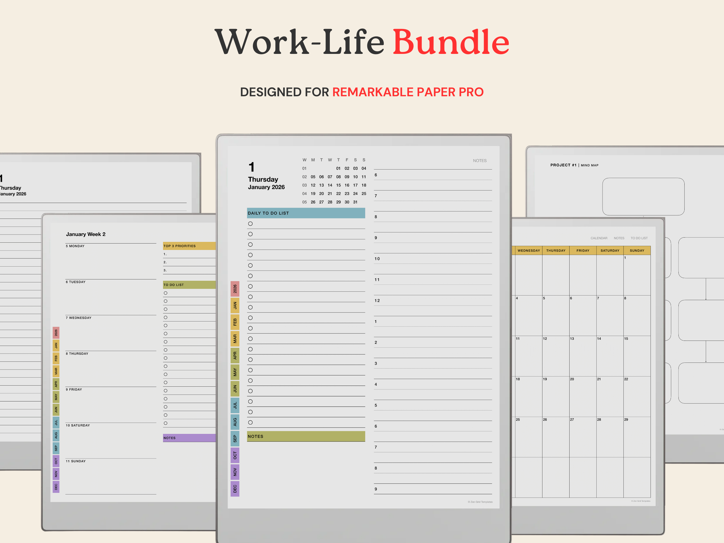 Planner Bundle Template for reMarkable Paper Pro