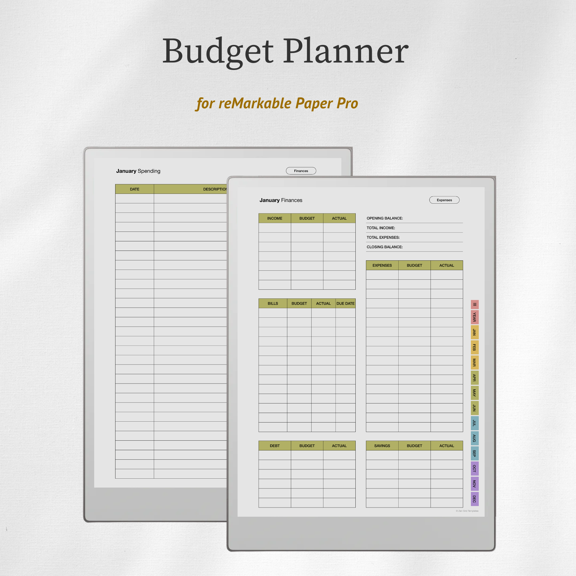 Budget Planner for reMarkable Paper Pro