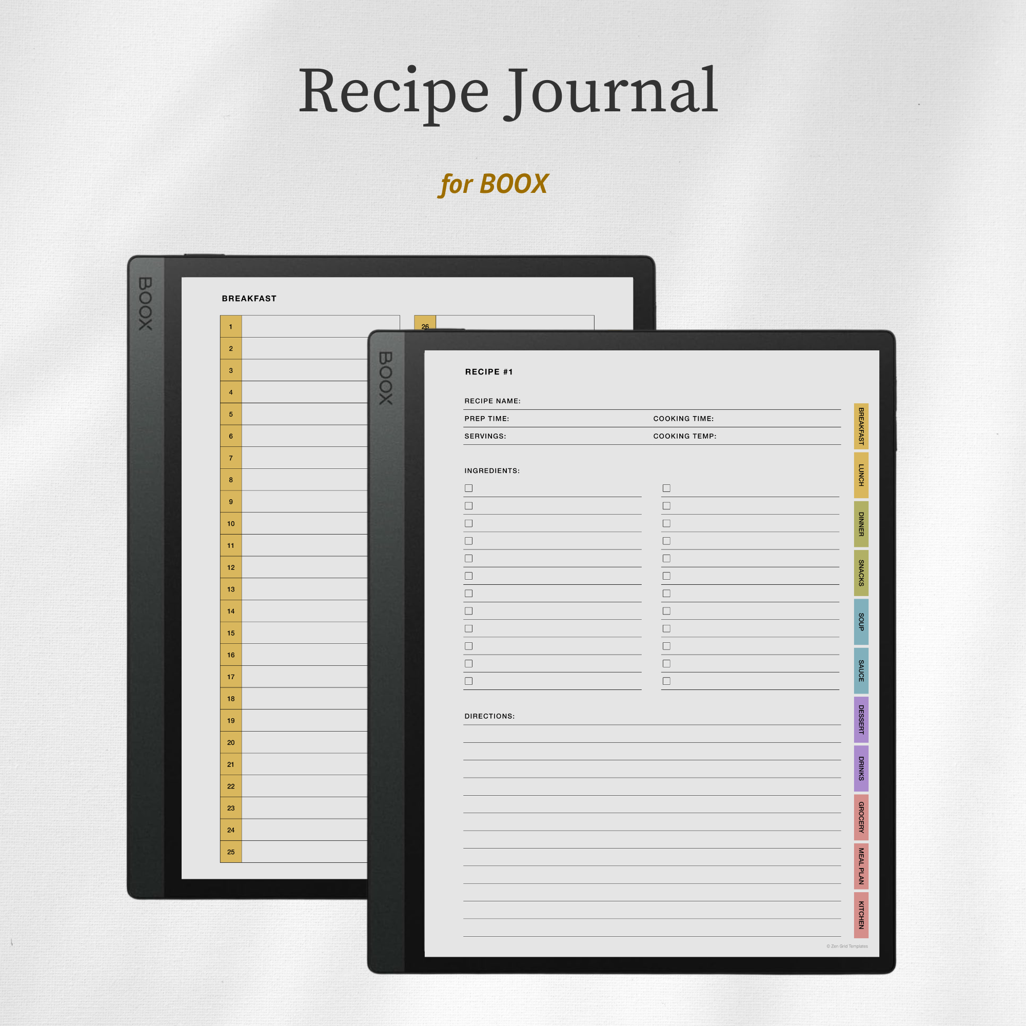 Recipe Book Journal for BOOX