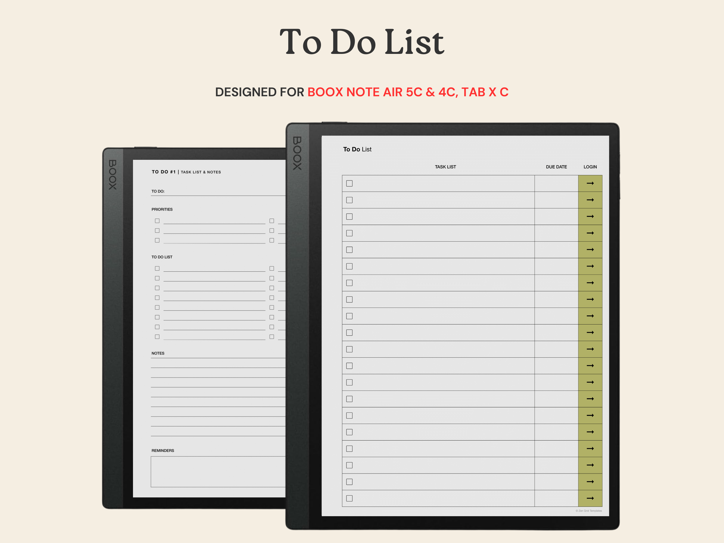 To Do List for BOOX Note Air 5C, 4C & Tab X C