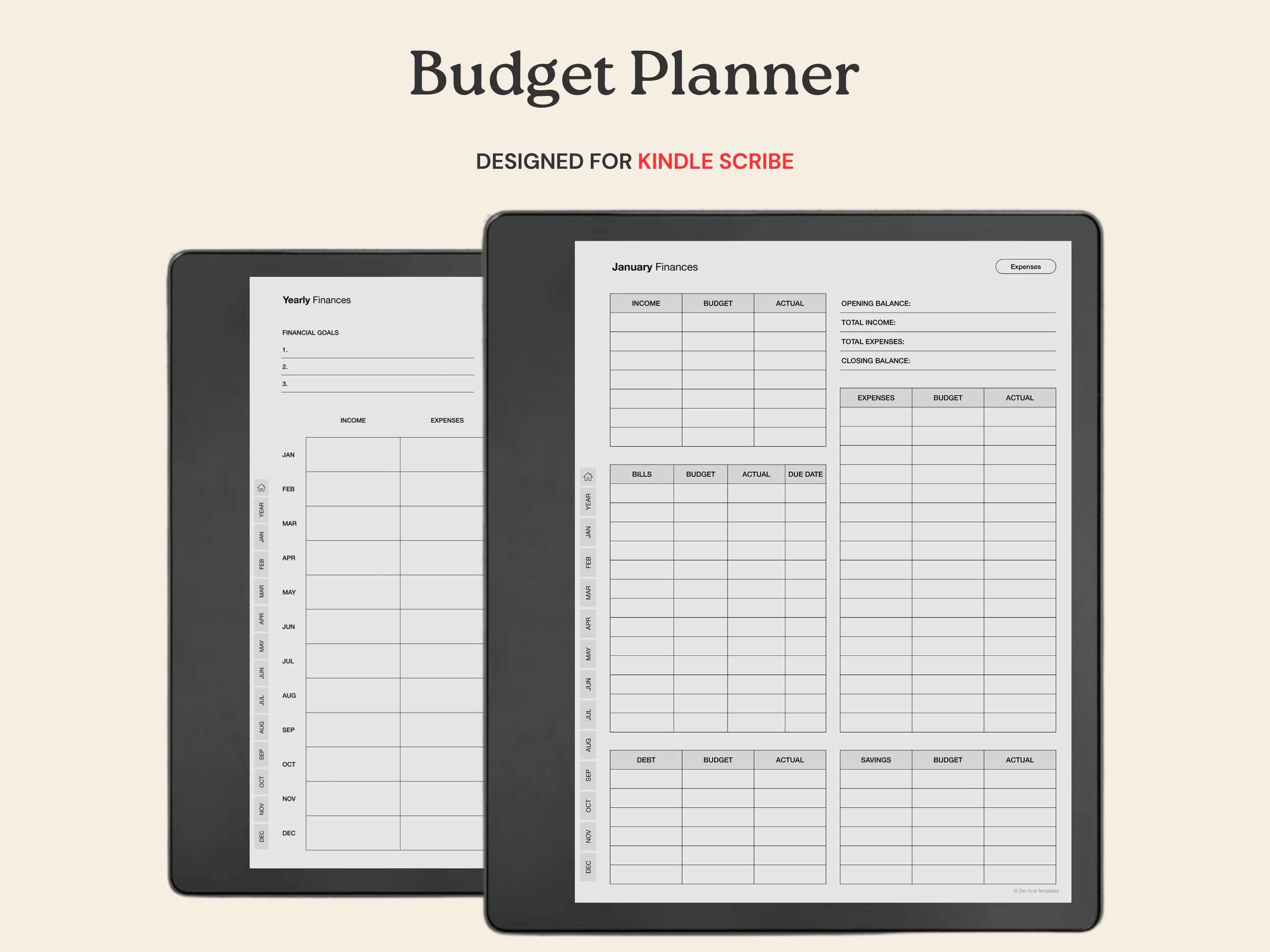 Budget Planner for Kindle Scribe