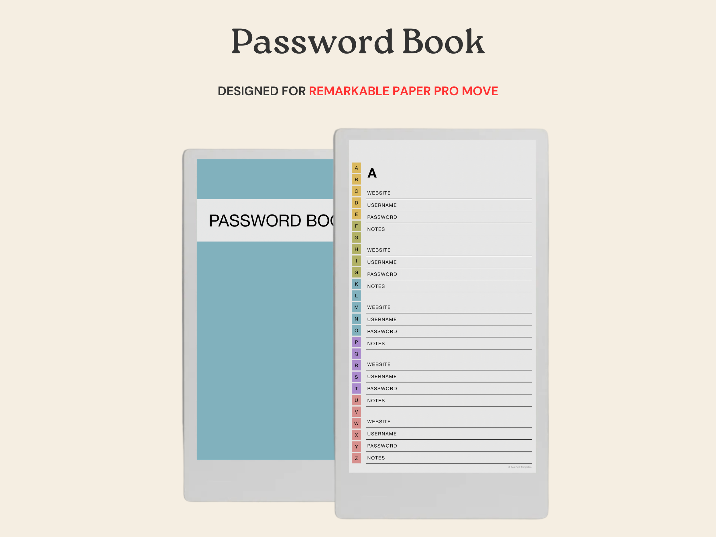 Password Template for reMarkable Paper Pro Move