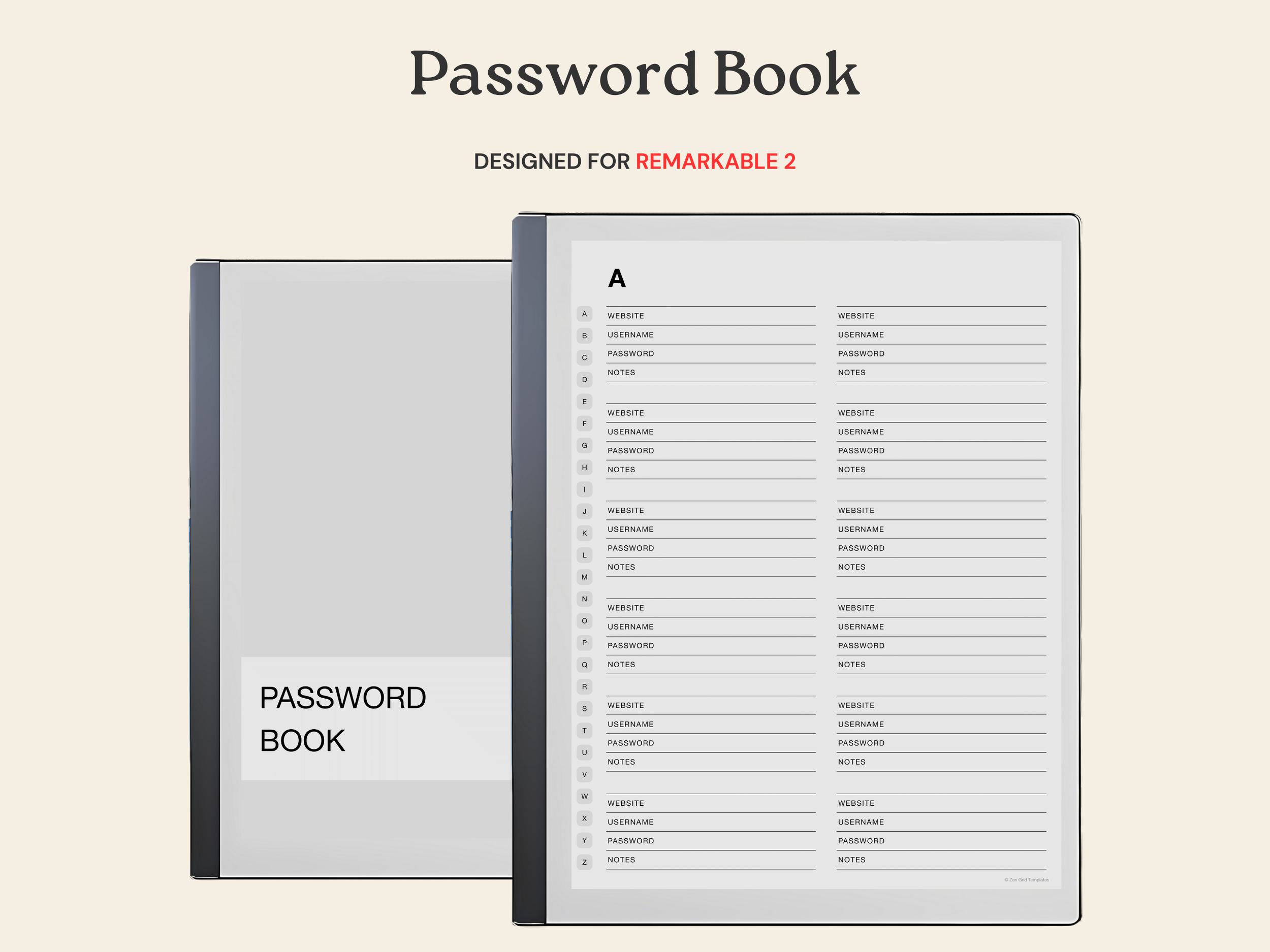 Password Template for reMarkable 2
