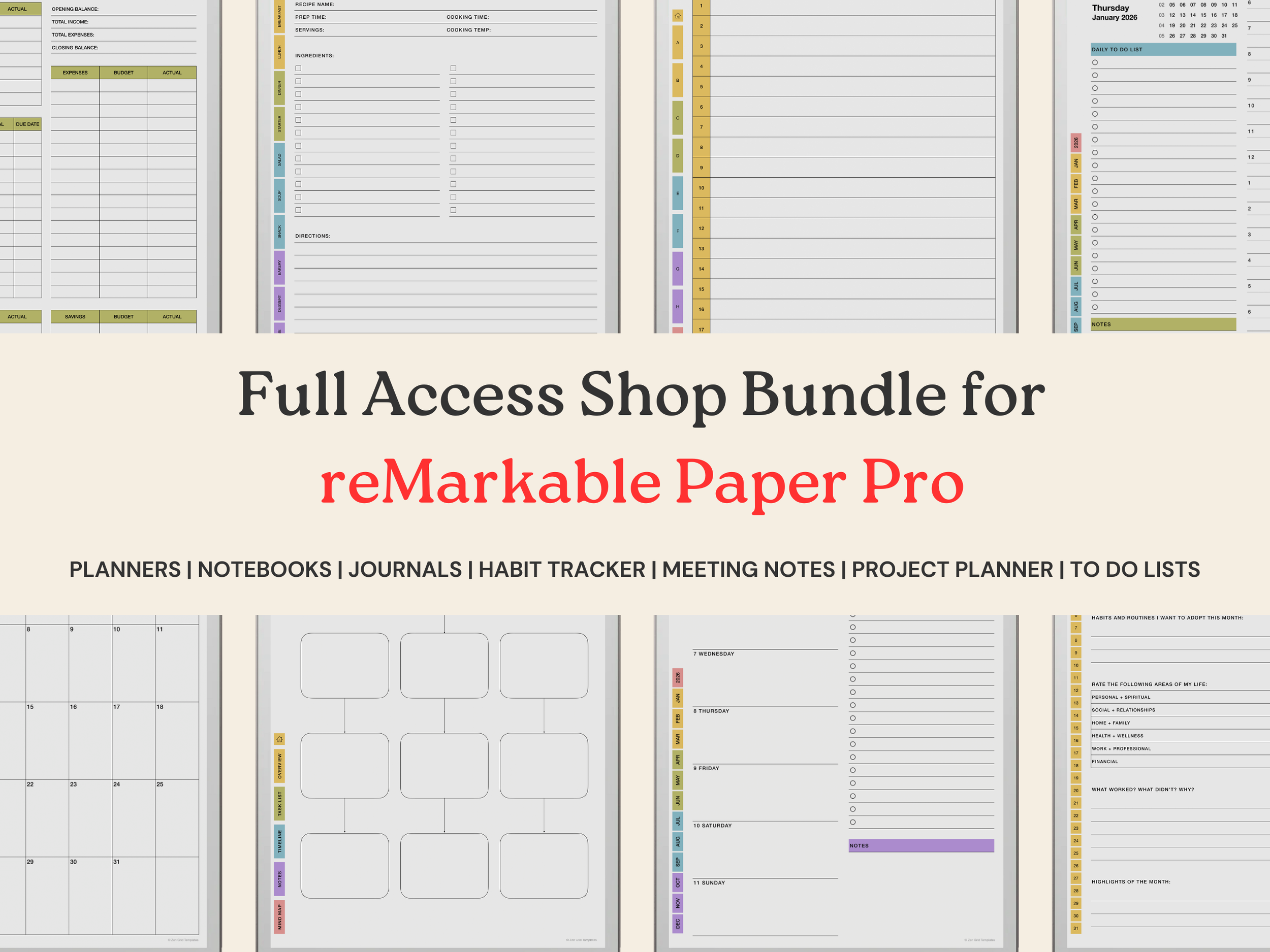 Planner Bundle Template for reMarkable Paper Pro