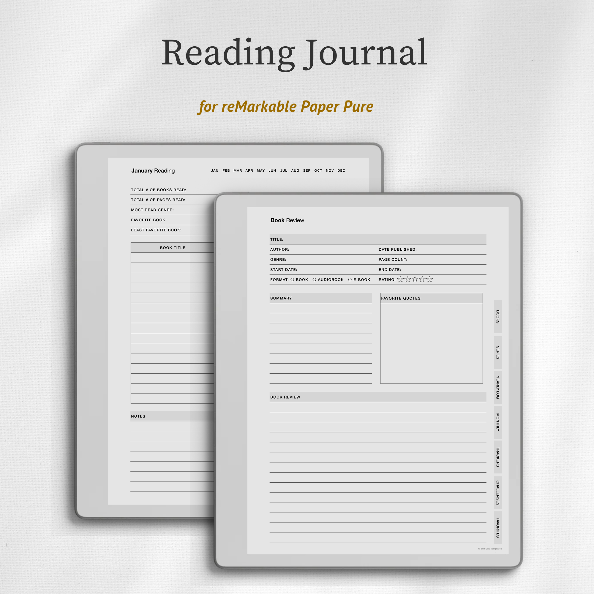 Reading Journal for reMarkable Pure