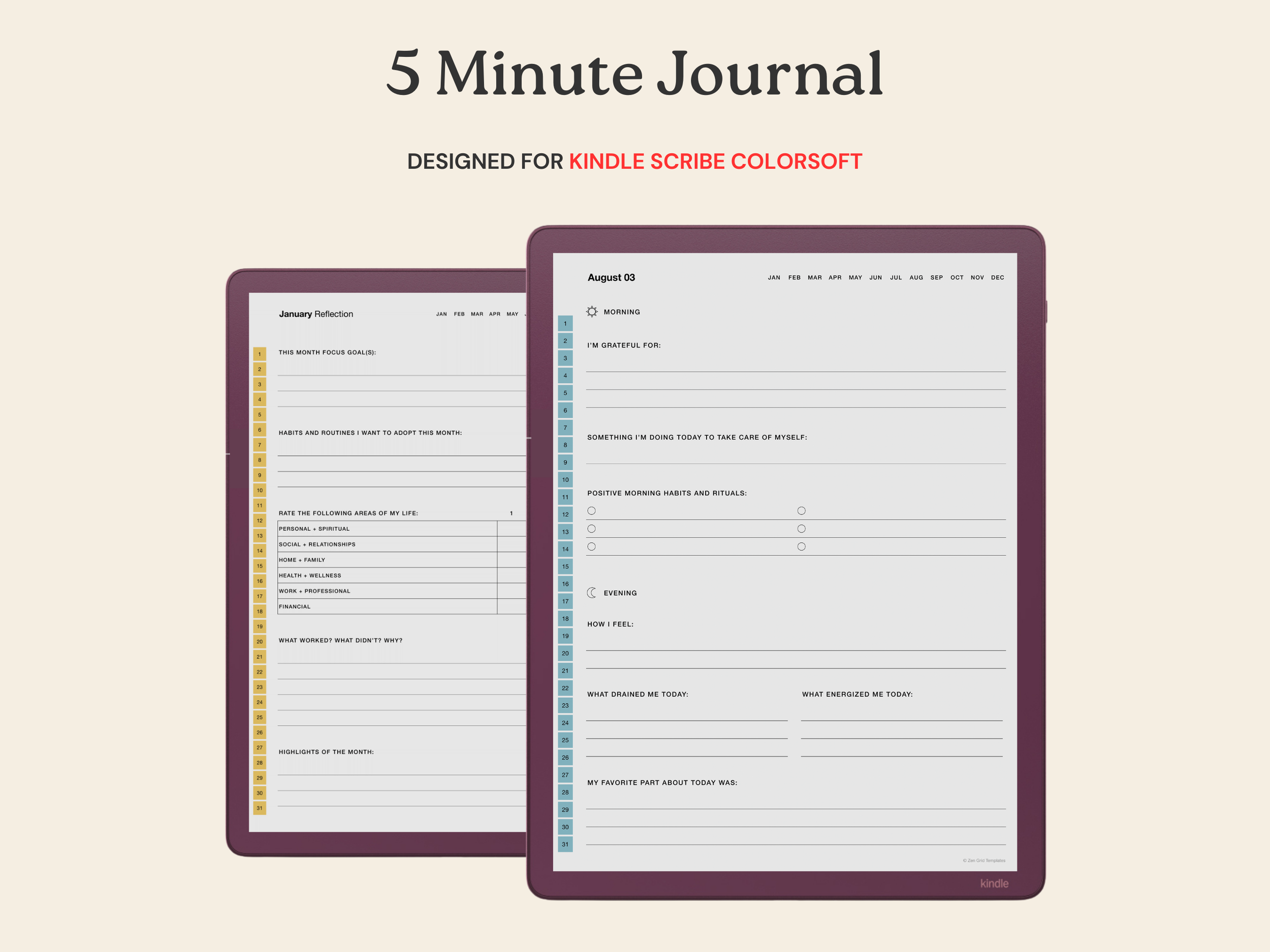 5 Minute Journal for Kindle Scribe Colorsoft