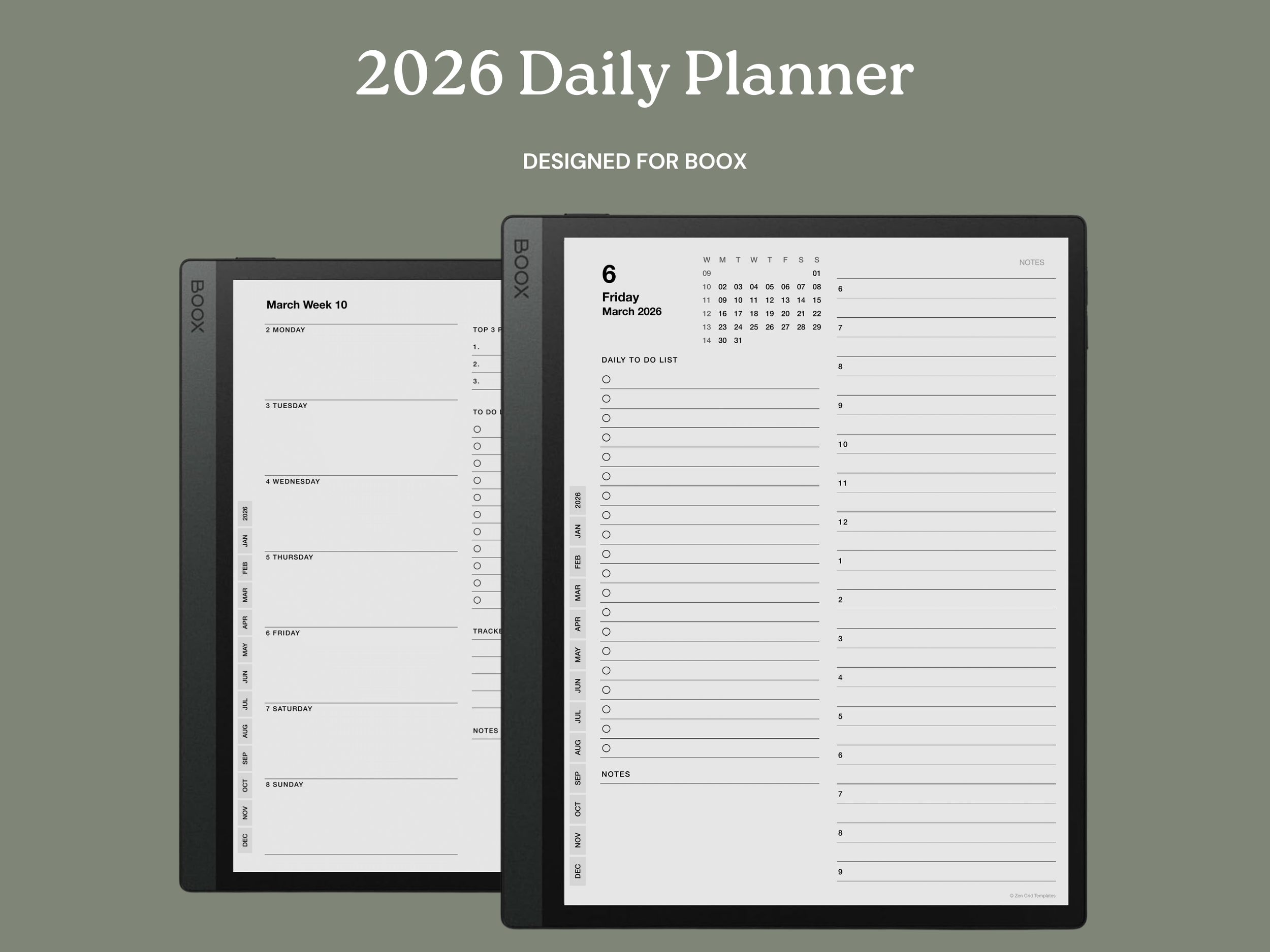 2026 Daily Planner Template for BOOX