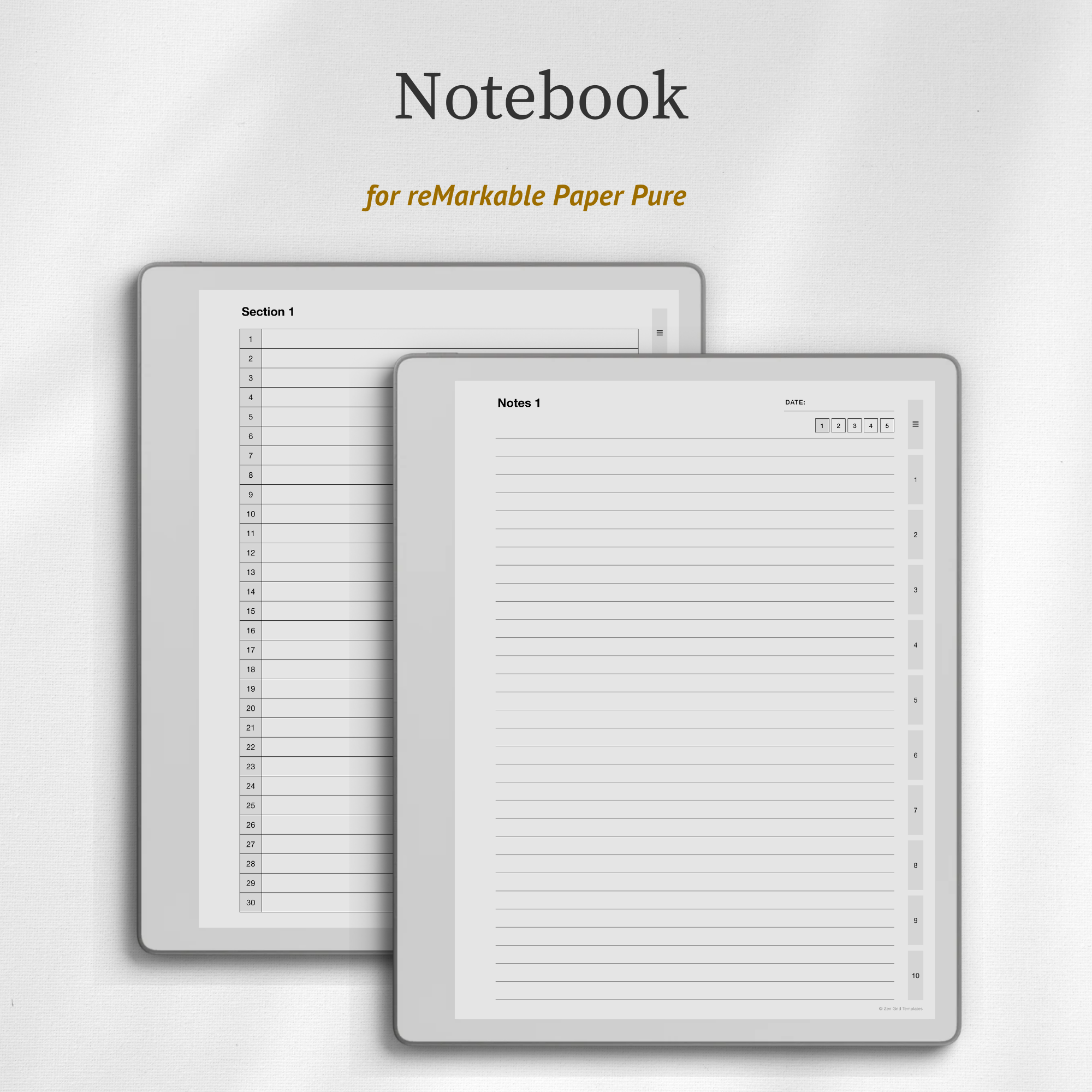 Notebook Template for reMarkable Pure