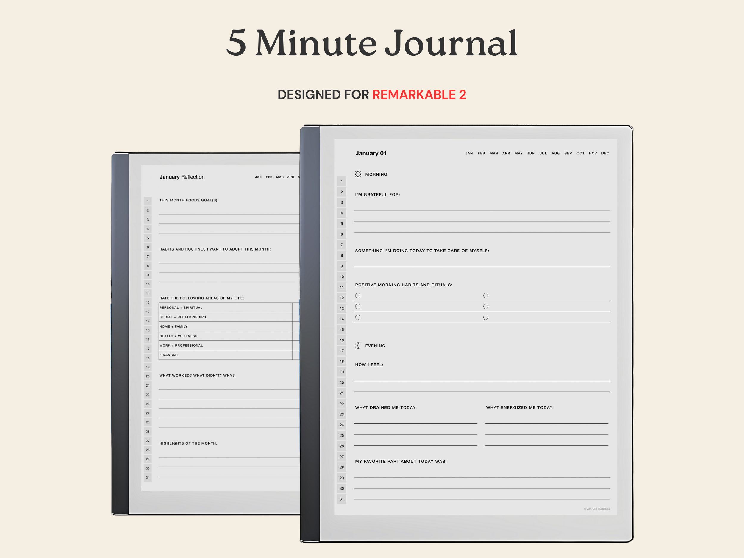 5 Minute Journal for reMarkable 2