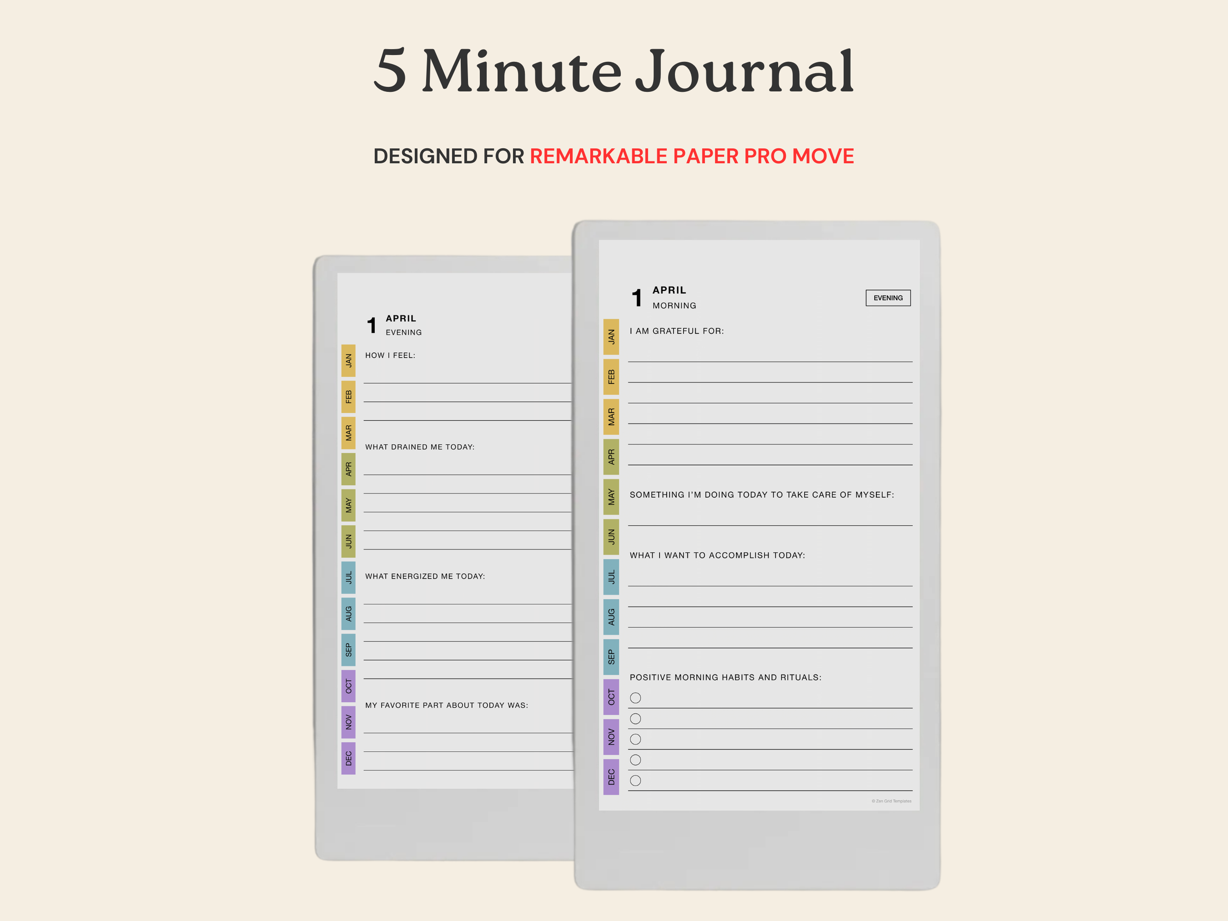 5 Minute Journal for reMarkable Paper Pro Move