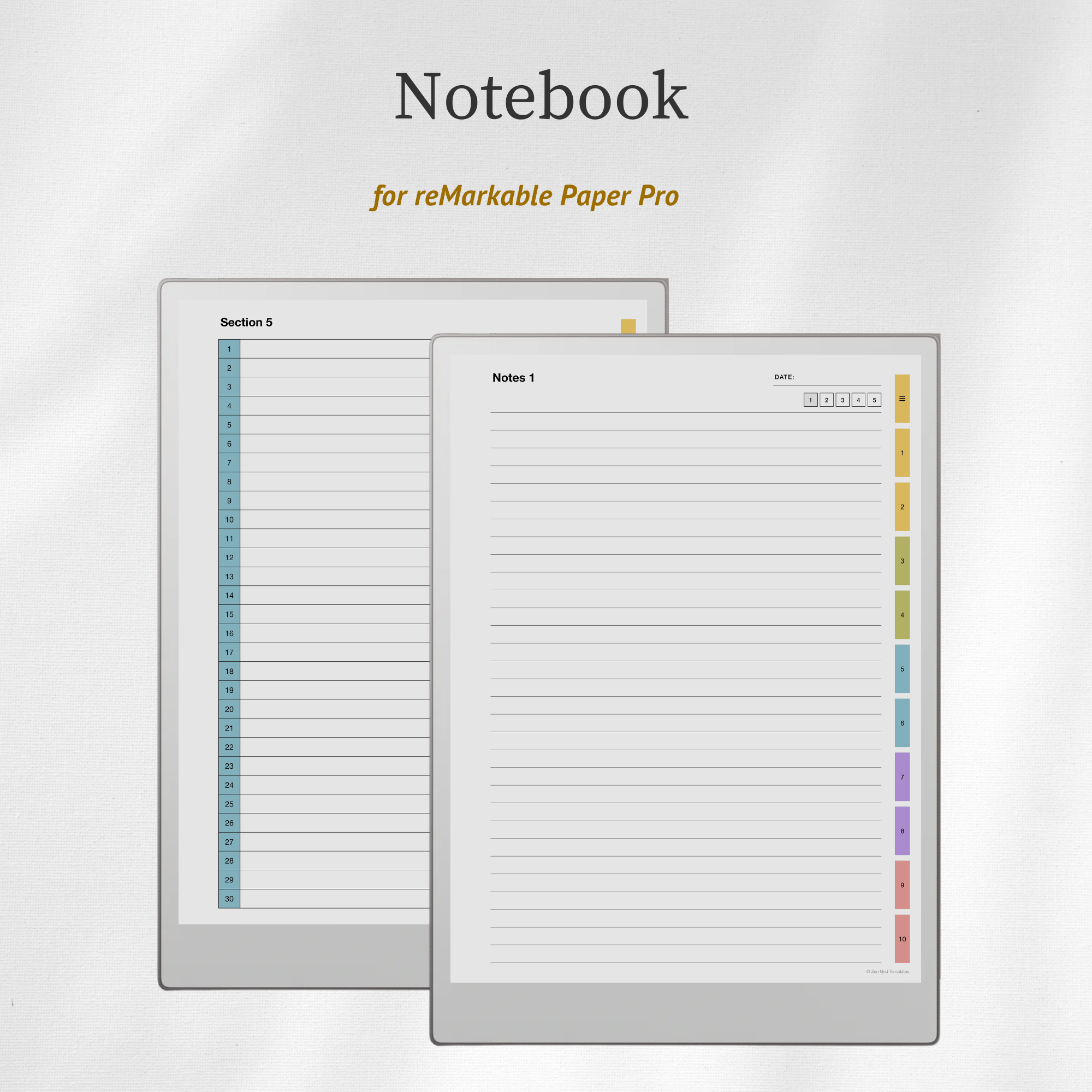 Notebook Template for reMarkable Paper Pro