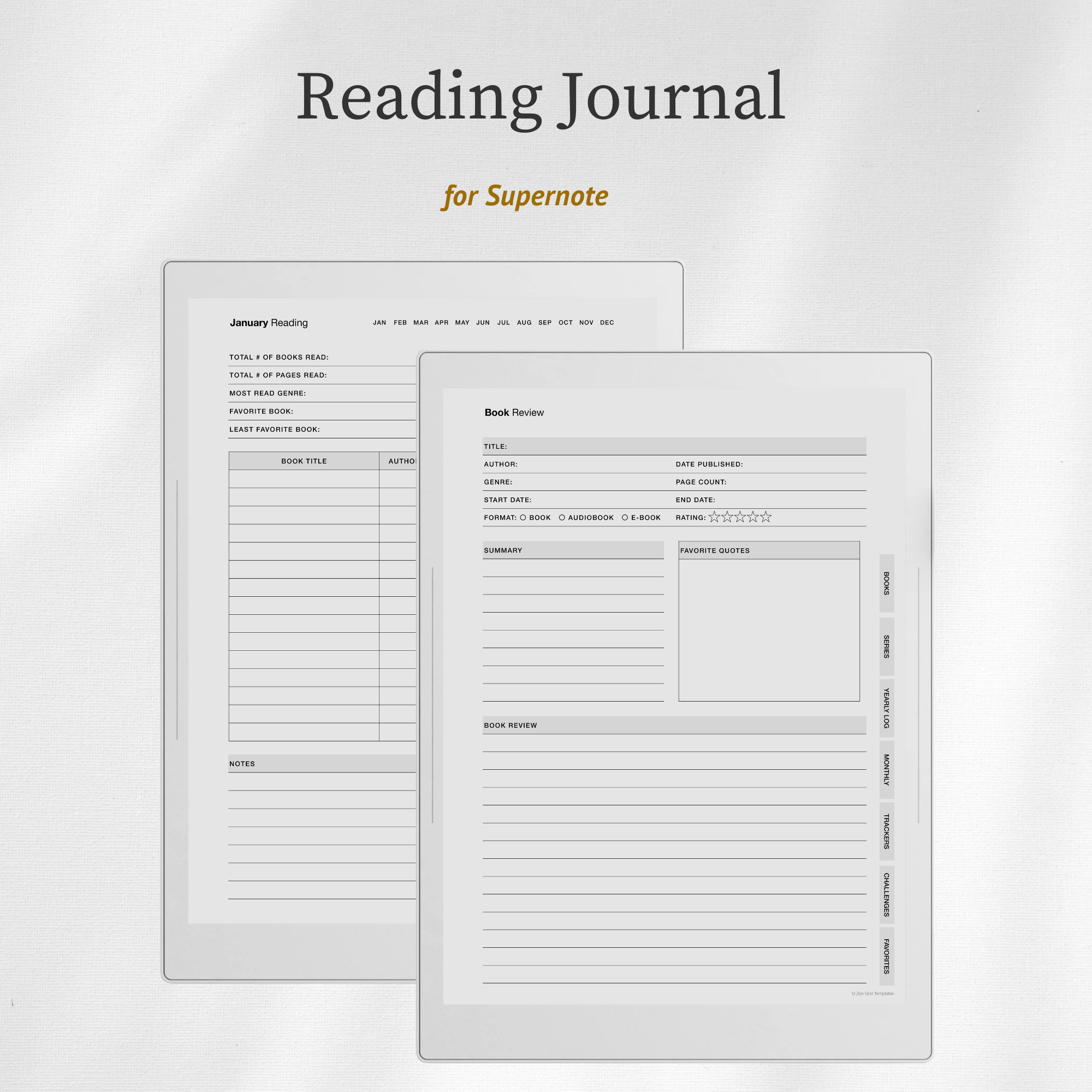 Reading Journal for Supernote