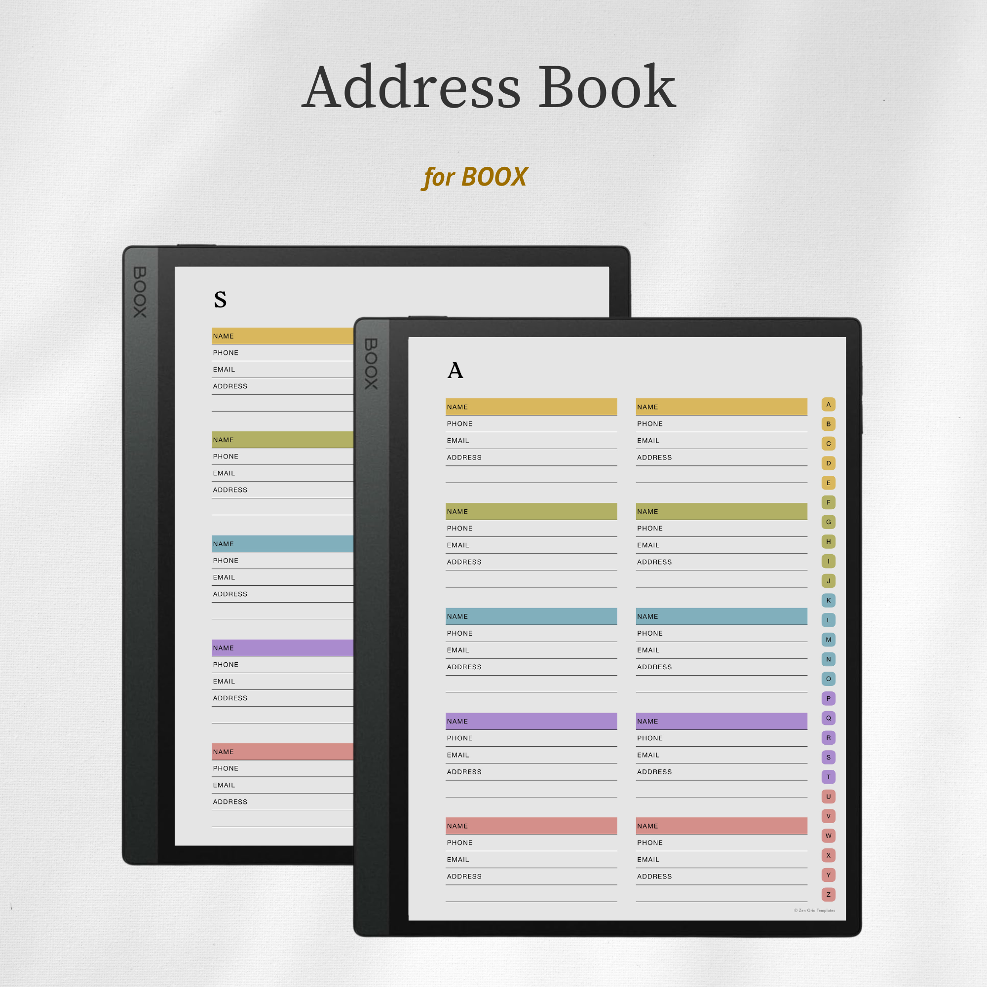 Address Book Template for BOOX