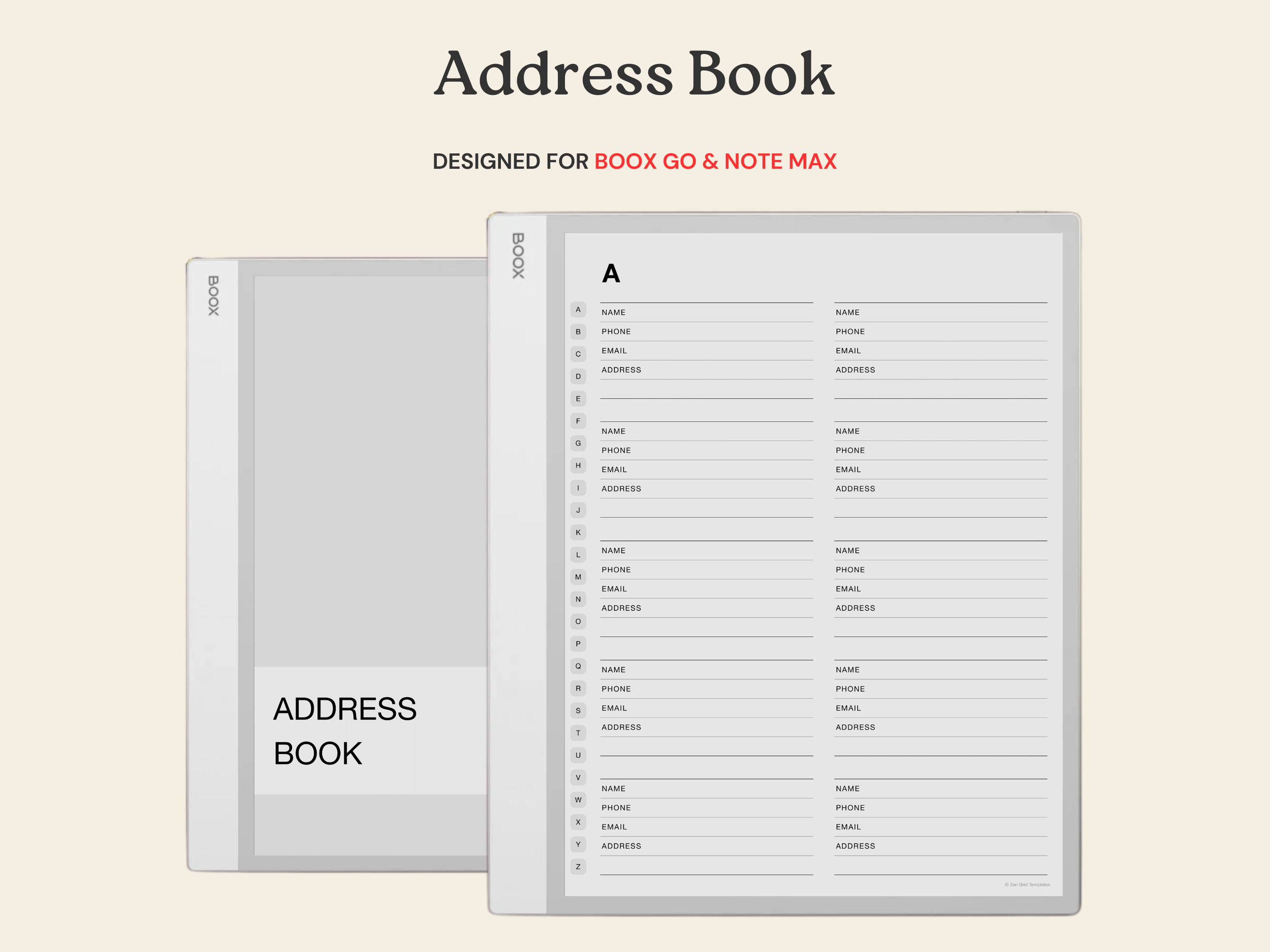 Address Book for BOOX Note Max & Go 10.3