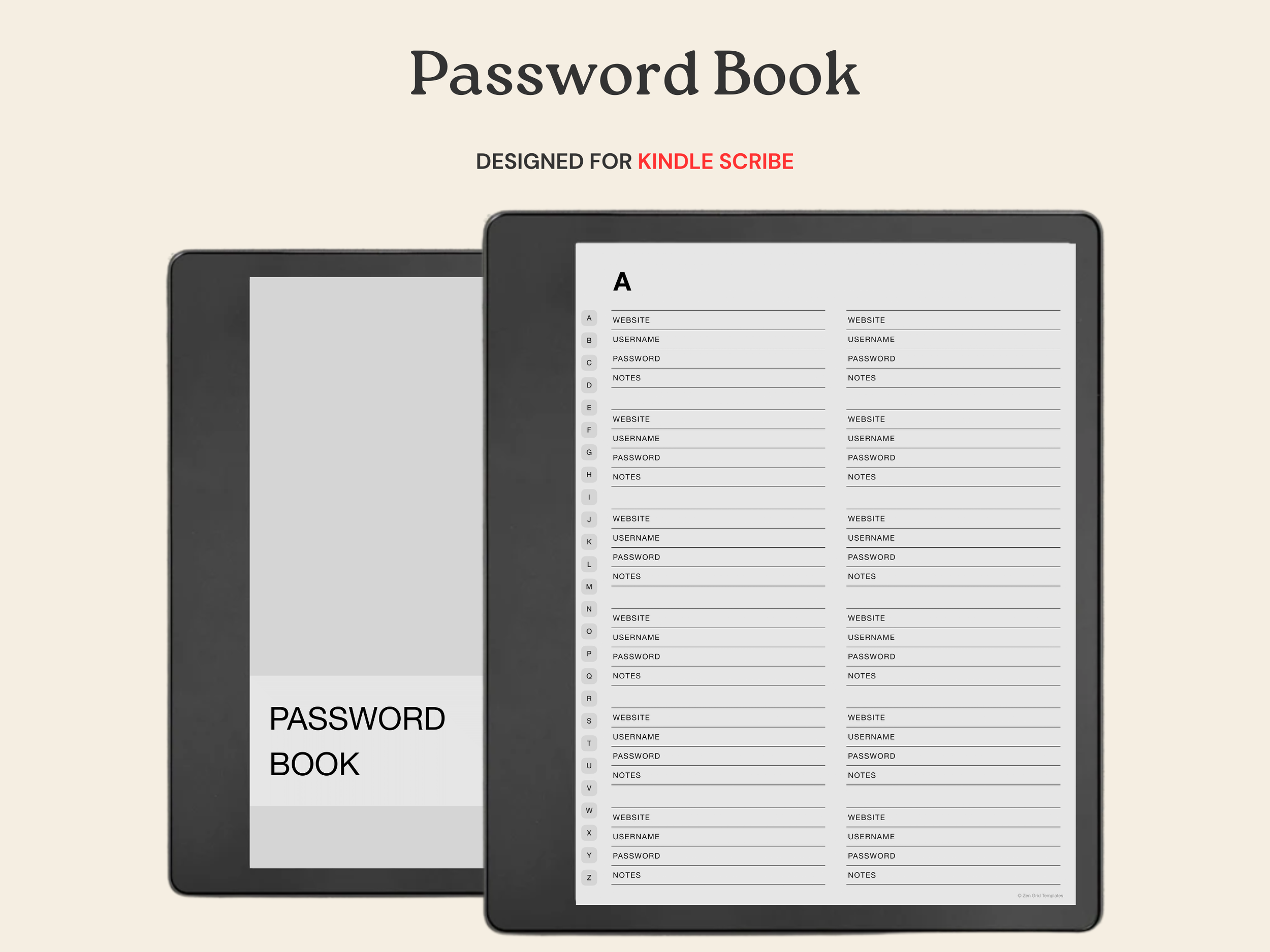 Password Template for Kindle Scribe
