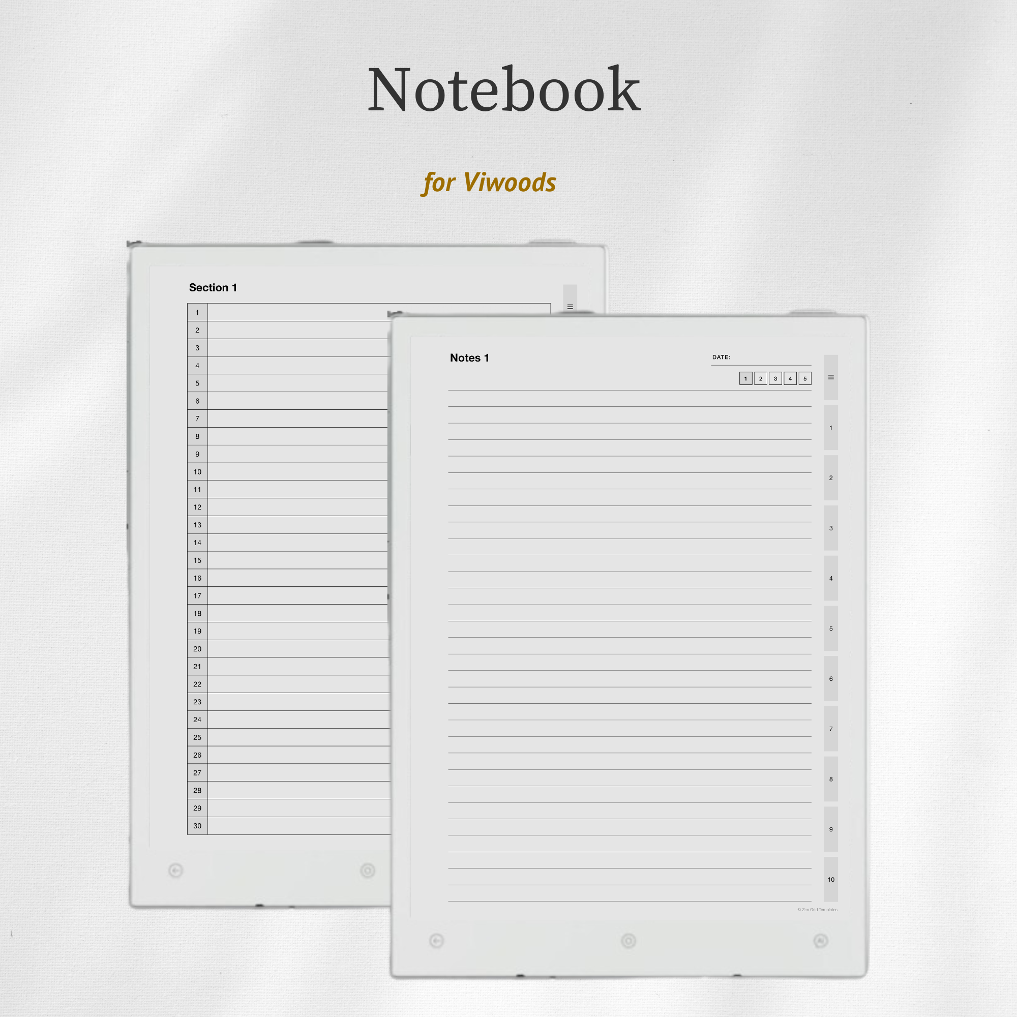 Notebook Template for Viwoods
