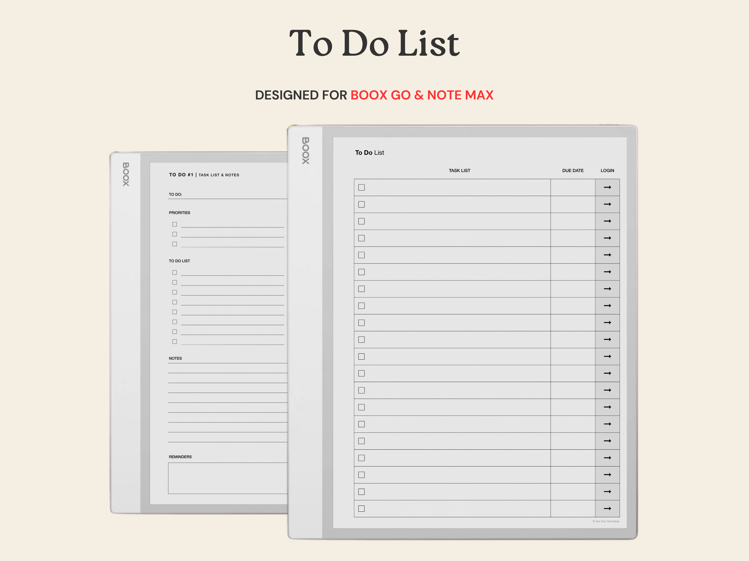 To Do List for BOOX Note Max & Go 10.3