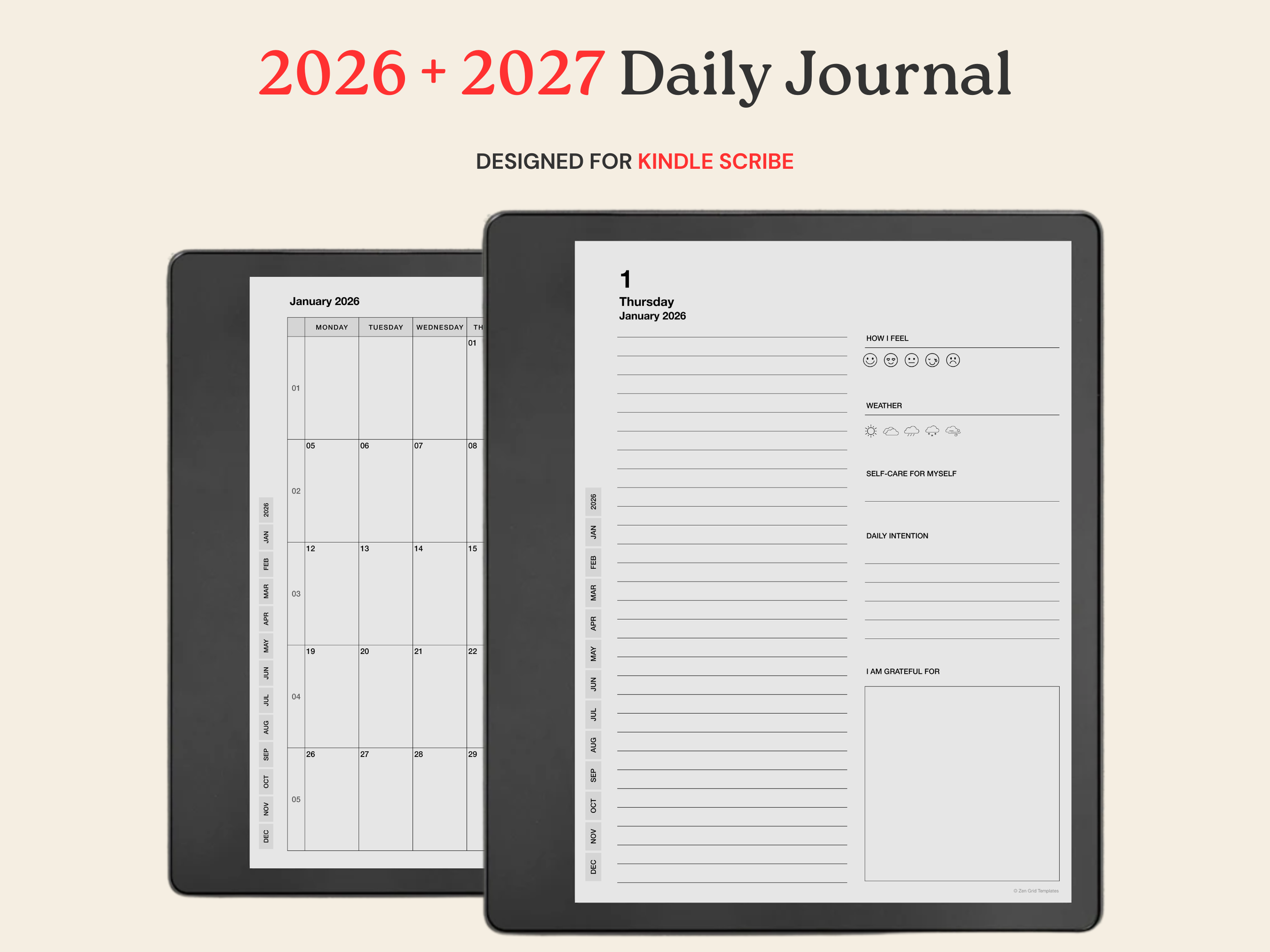 2026 + 2027 Daily Journal for Kindle Scribe