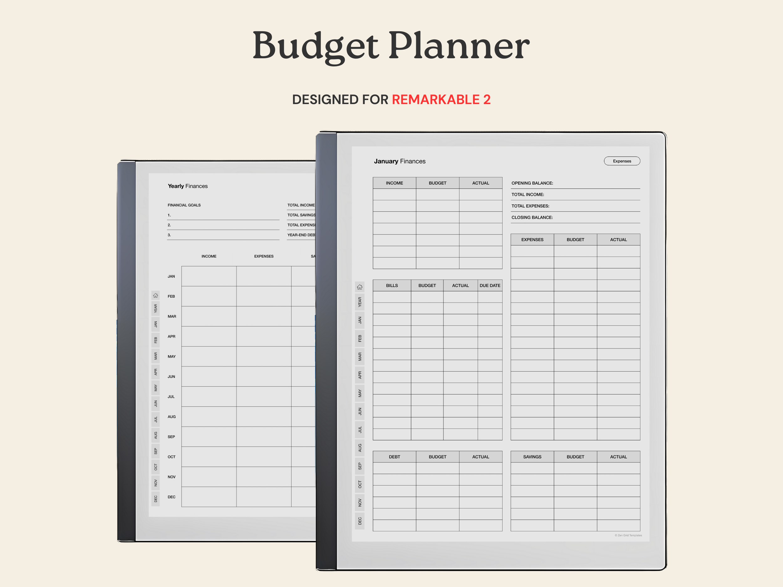 Budget Planner for reMarkable 2