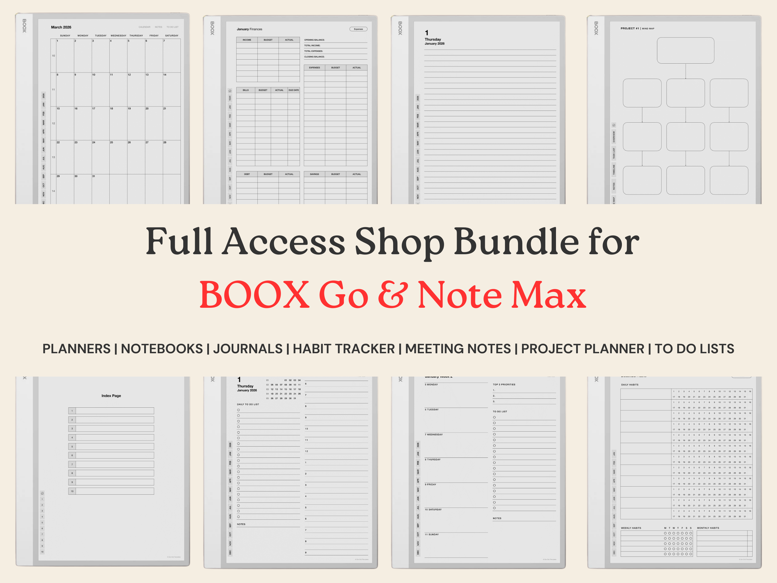 Planner Bundle Template for BOOX Note Max & Go 10.3