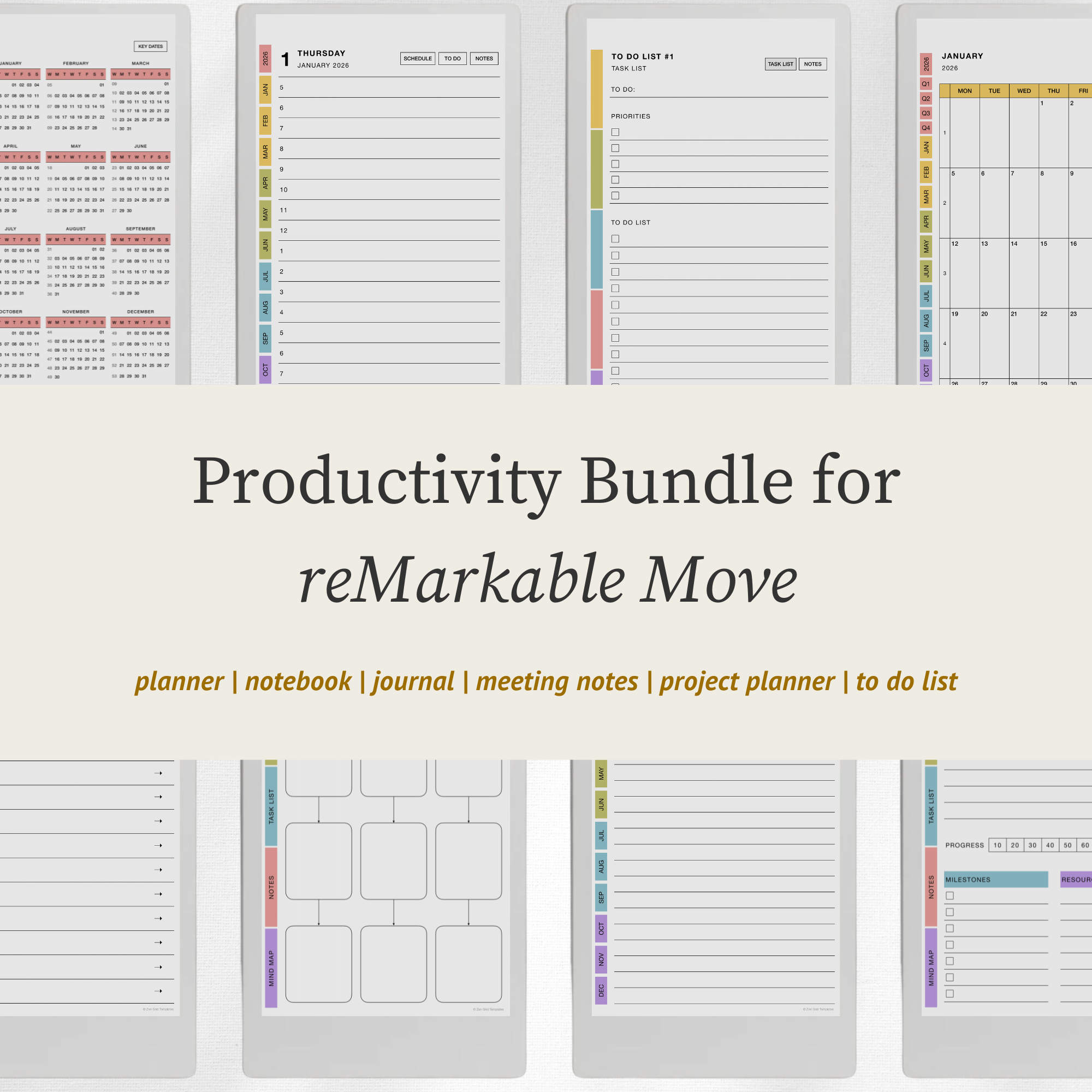 Productivity Templates Bundle for reMarkable Move