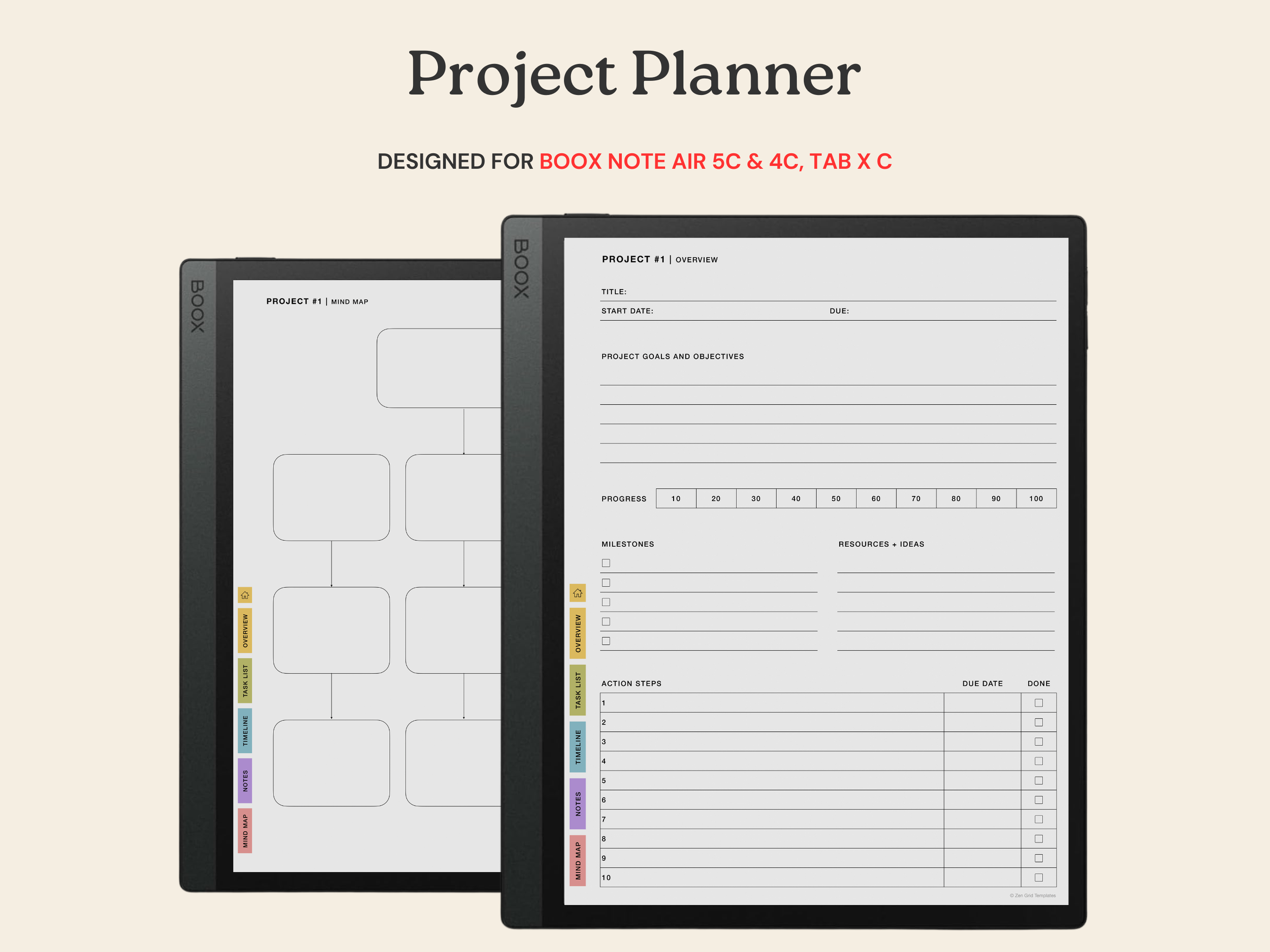 Project Planner for BOOX Note Air 5C, 4C & Tab X C