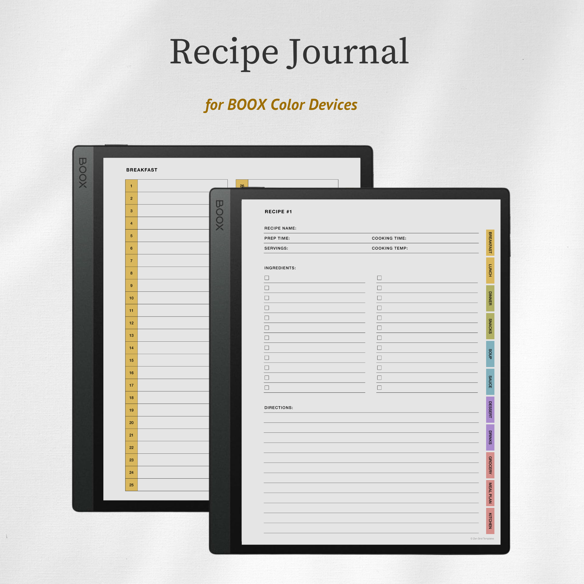 Recipe Book Journal for BOOX