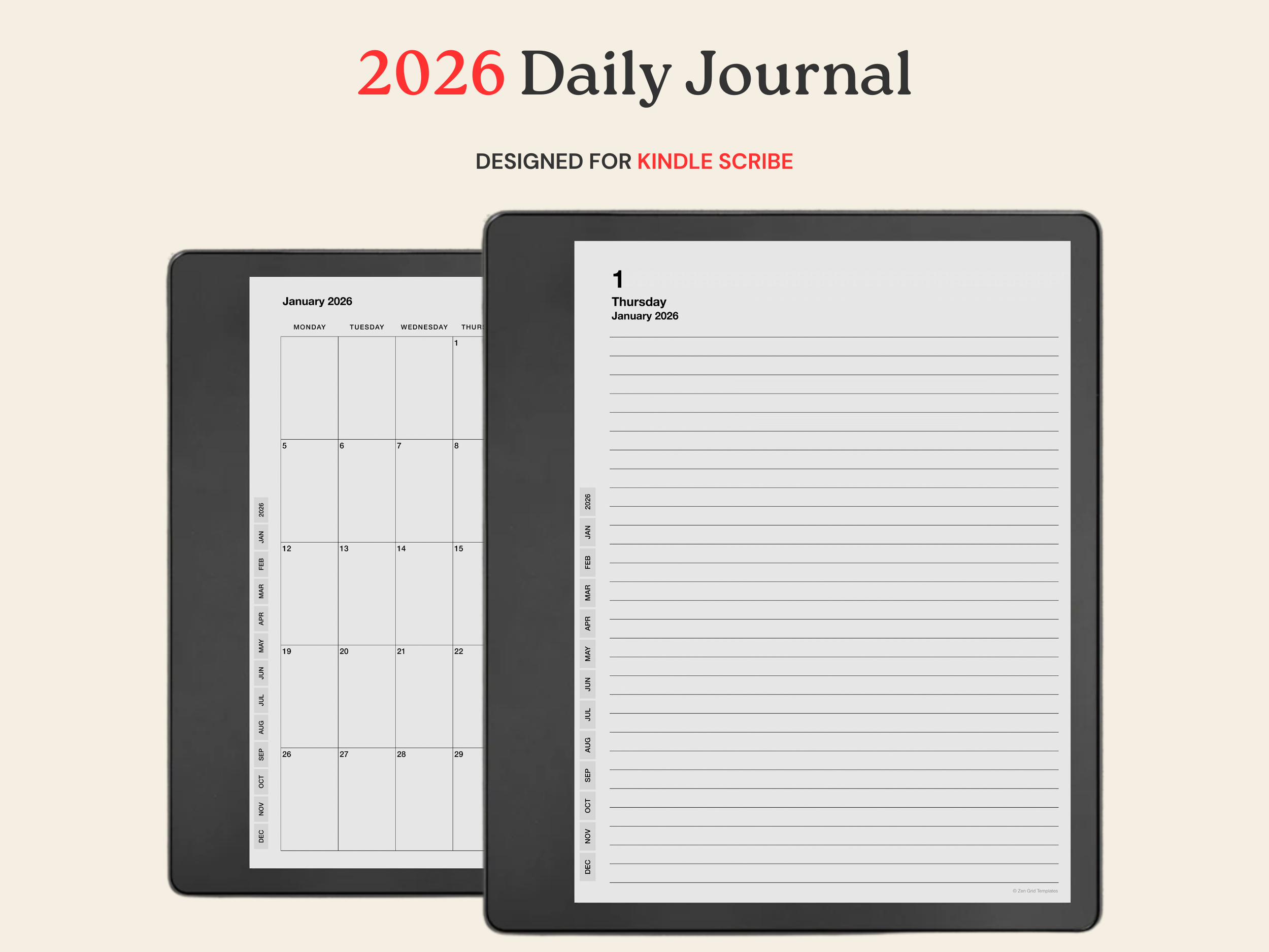 2026 Daily Journal for Kindle Scribe