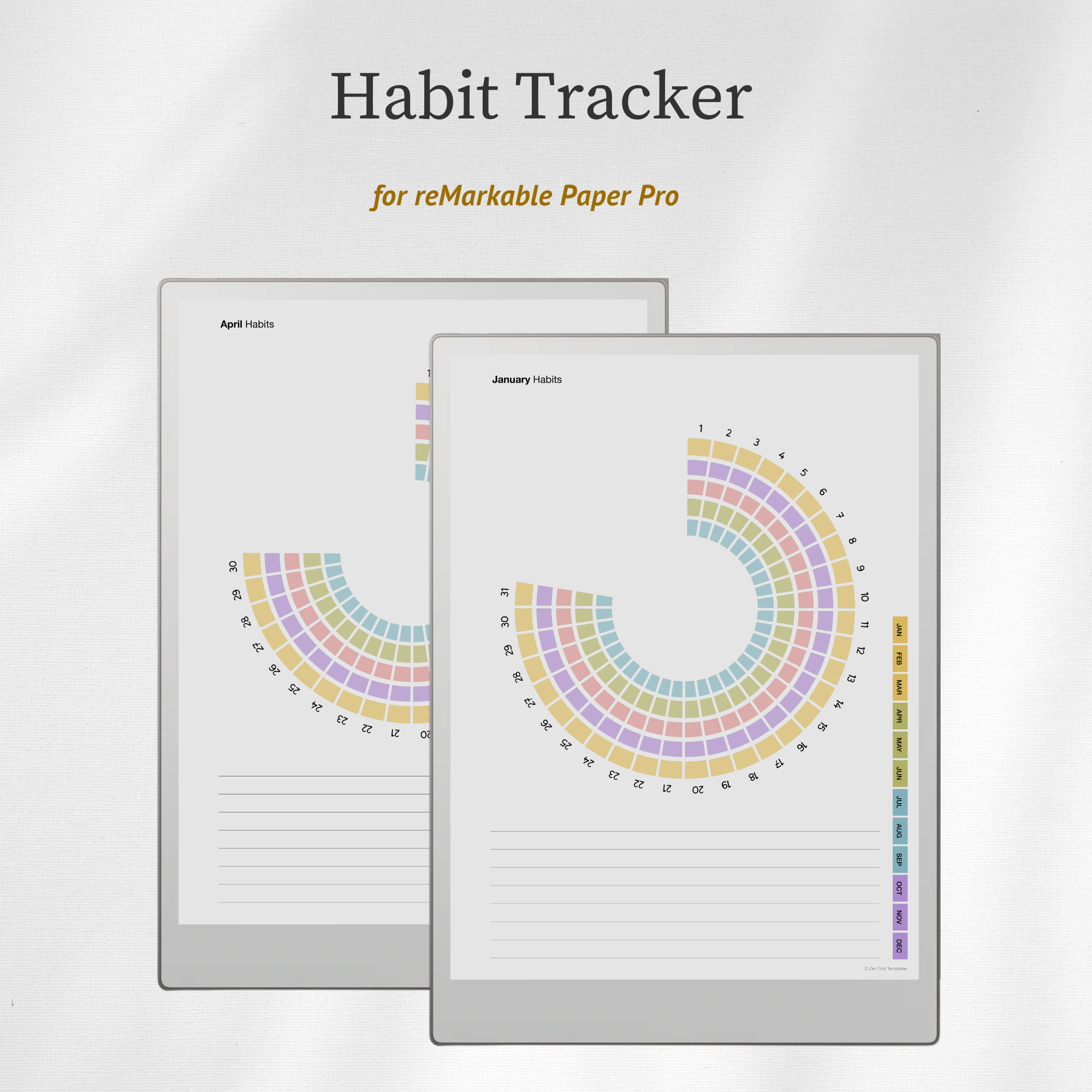 Habit Tracker Wheel for reMarkable Paper Pro