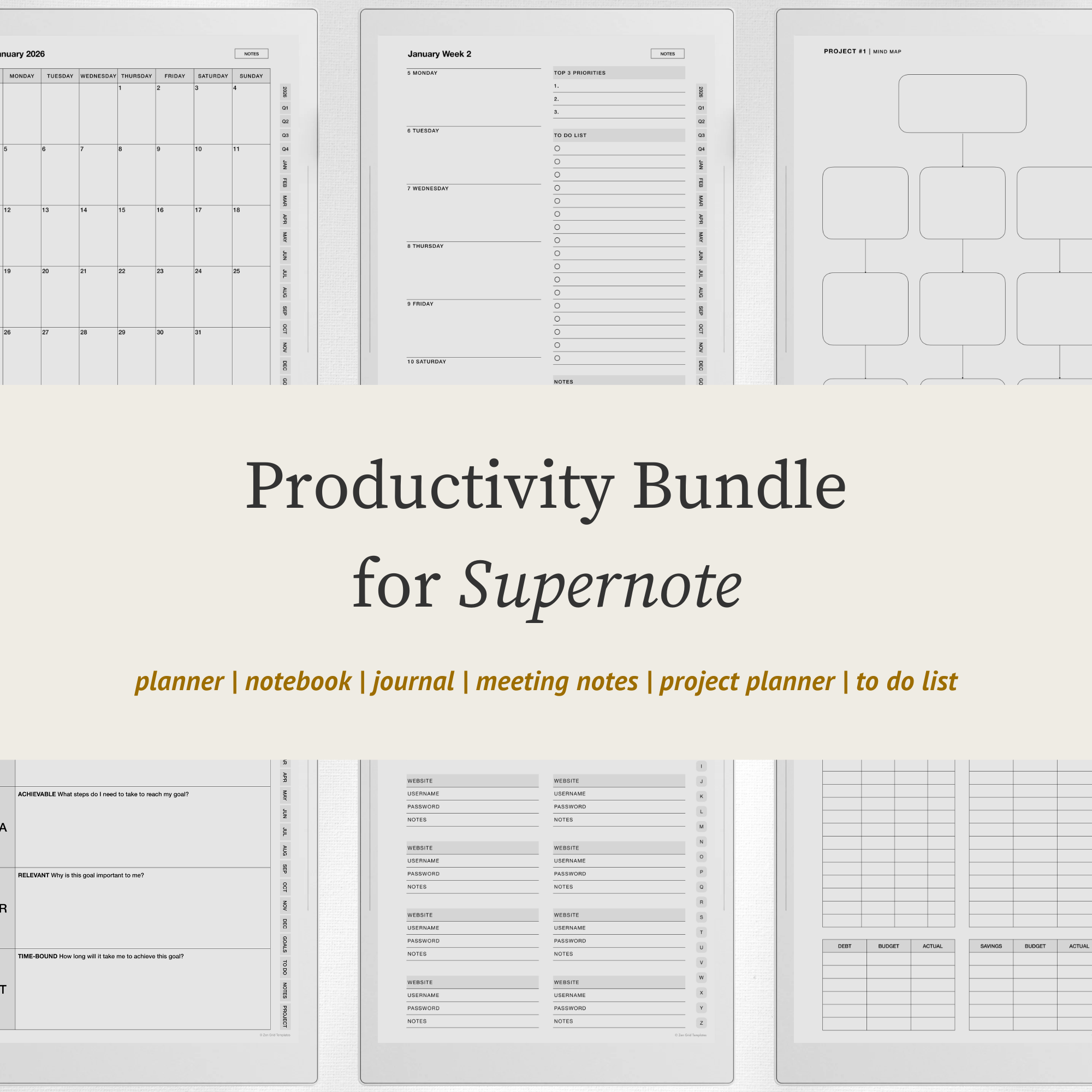 Productivity Templates Bundle for Supernote